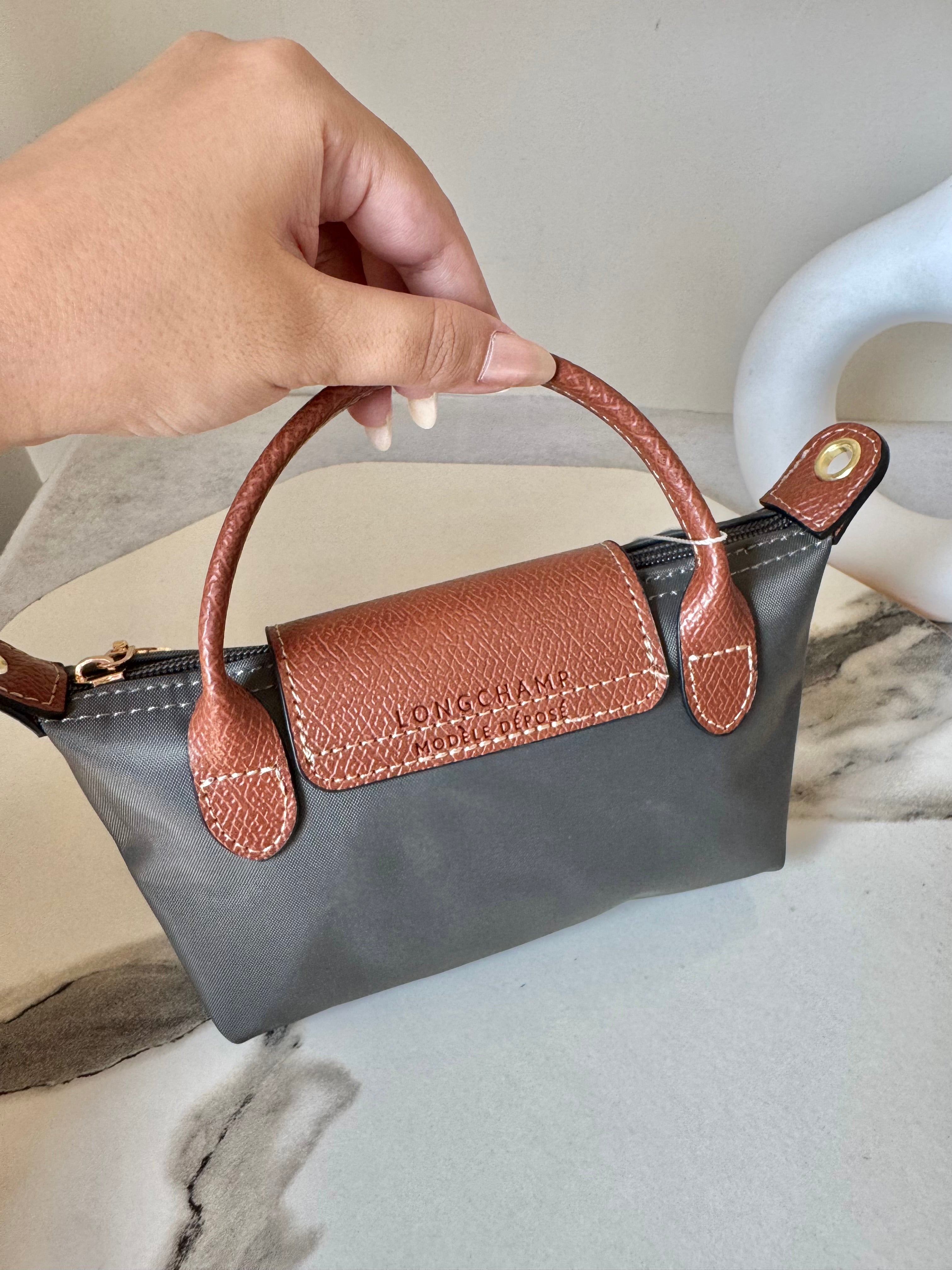 LongChamp Crossbody Bag with Strap - Grey (WITH BRAND LOGO)
