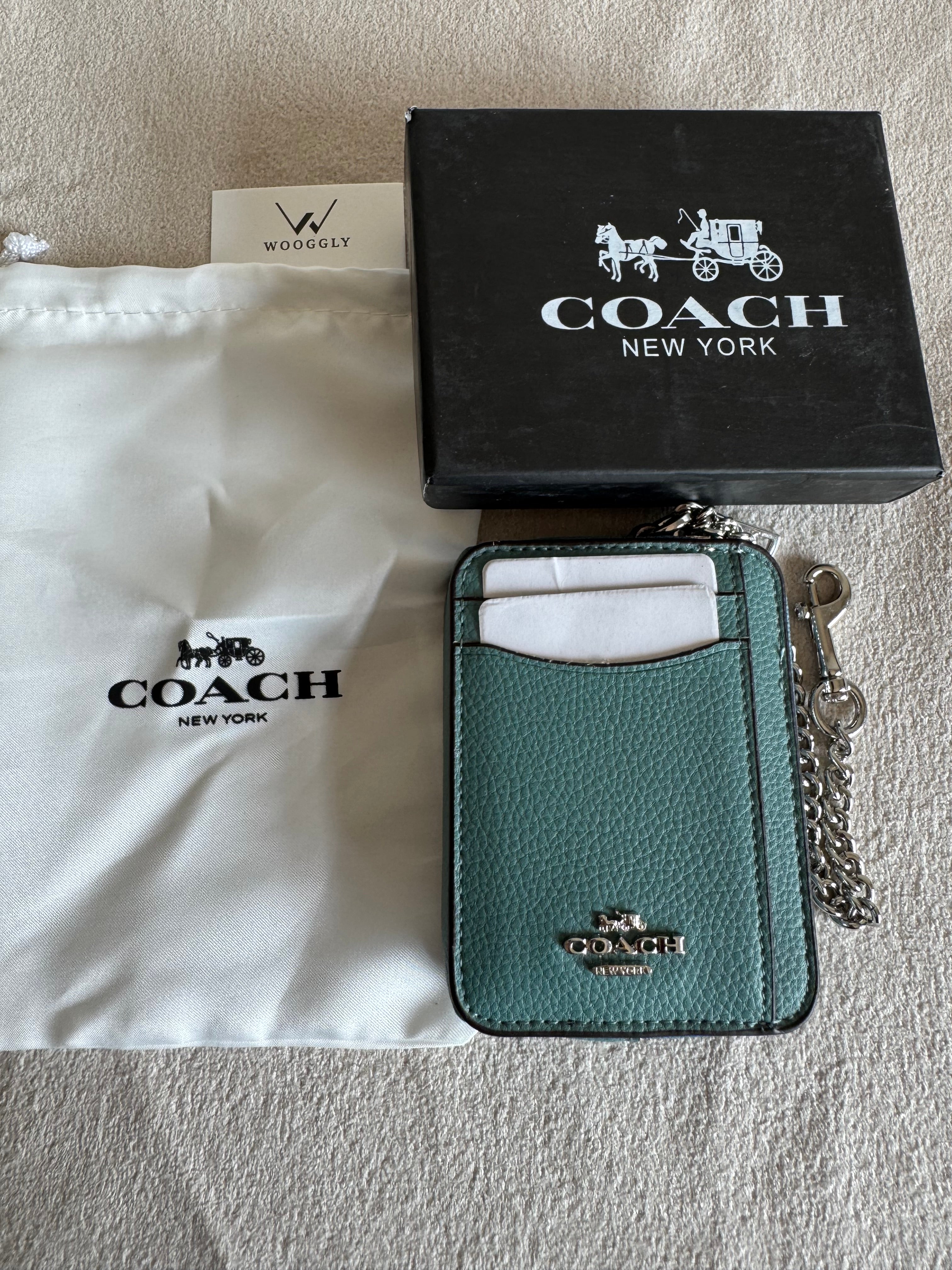 Coach Zip Card Case with Box Packing - Solid Turquoise