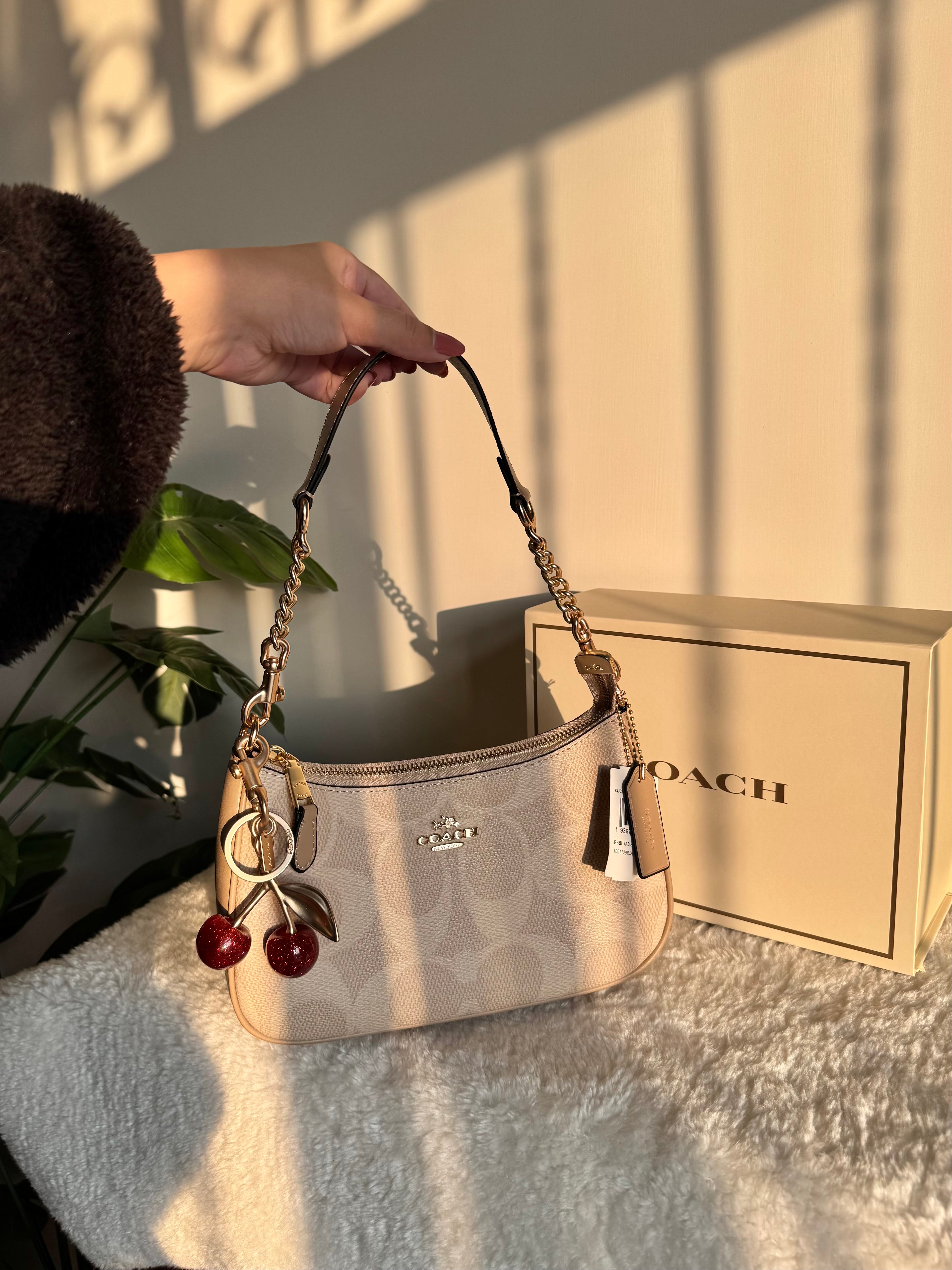 COACH TERI PREMIUM with Coach Cherry Charm (Beige) - BOX PACKING