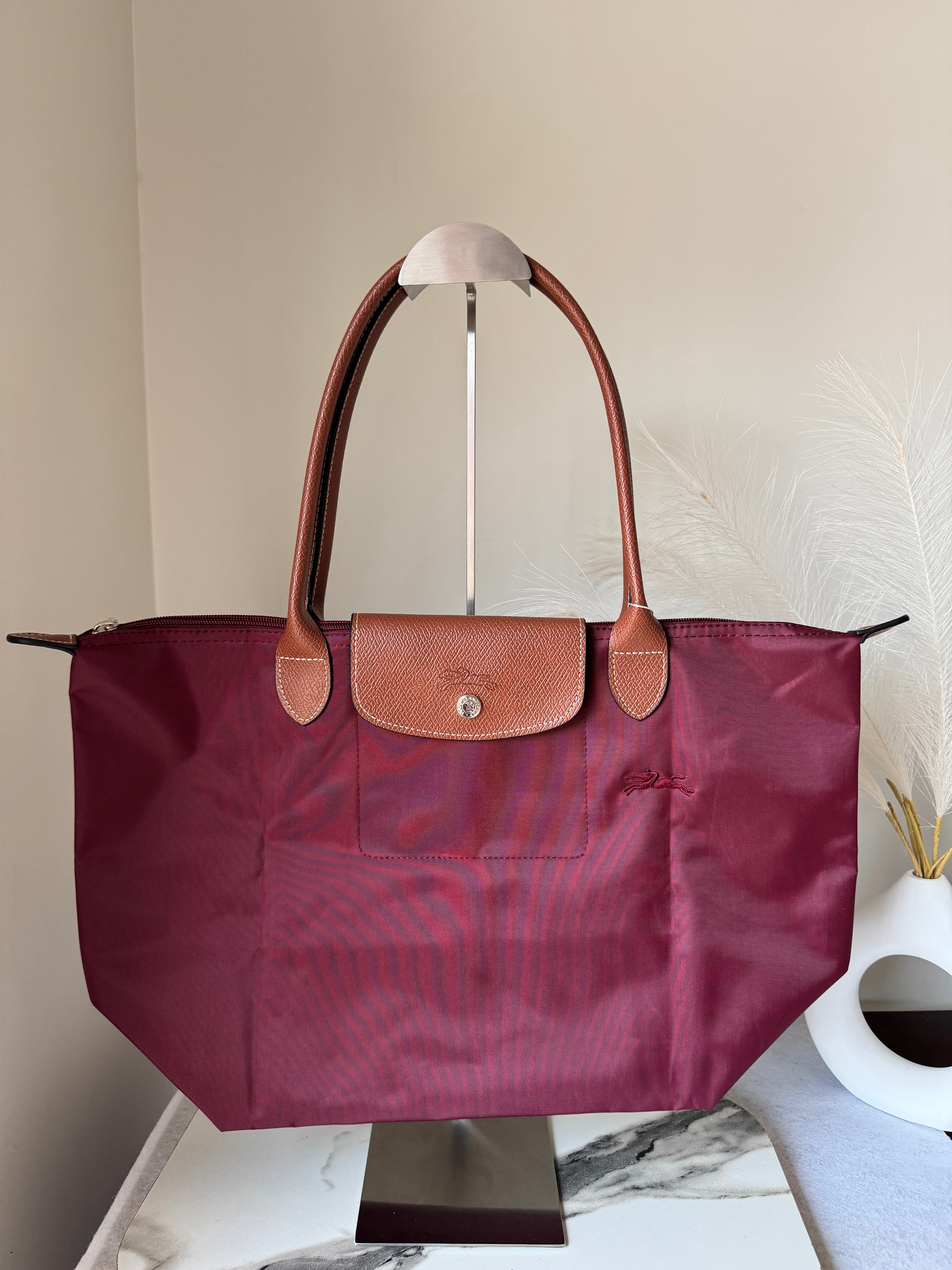 Longchamp Tote LARGE - Wine Red (WITH BRAND LOGO)