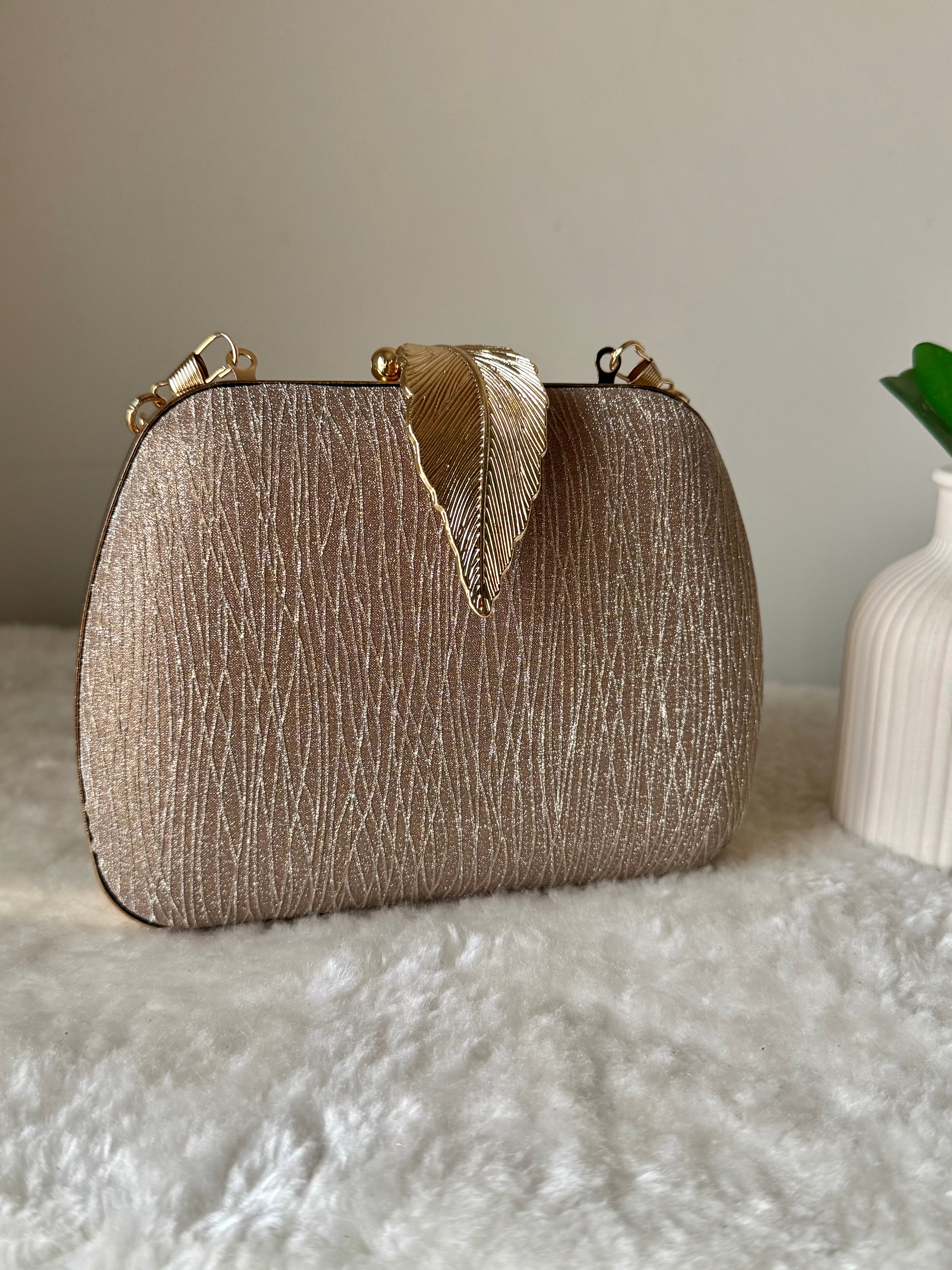 Crystal Charm Clutch - Shimmer Gold