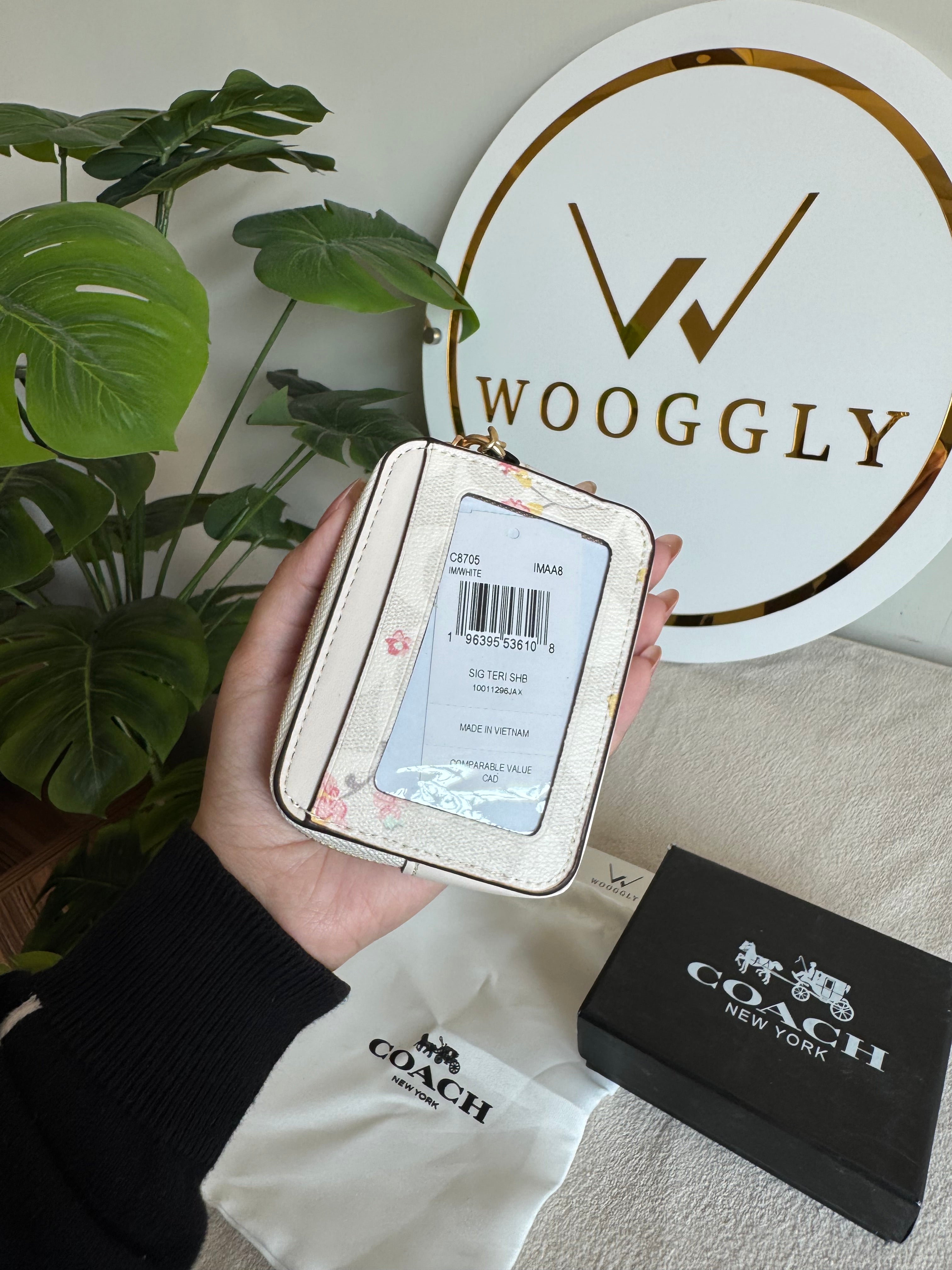 Coach Zip Card Case with Box Packing - Floral Beige