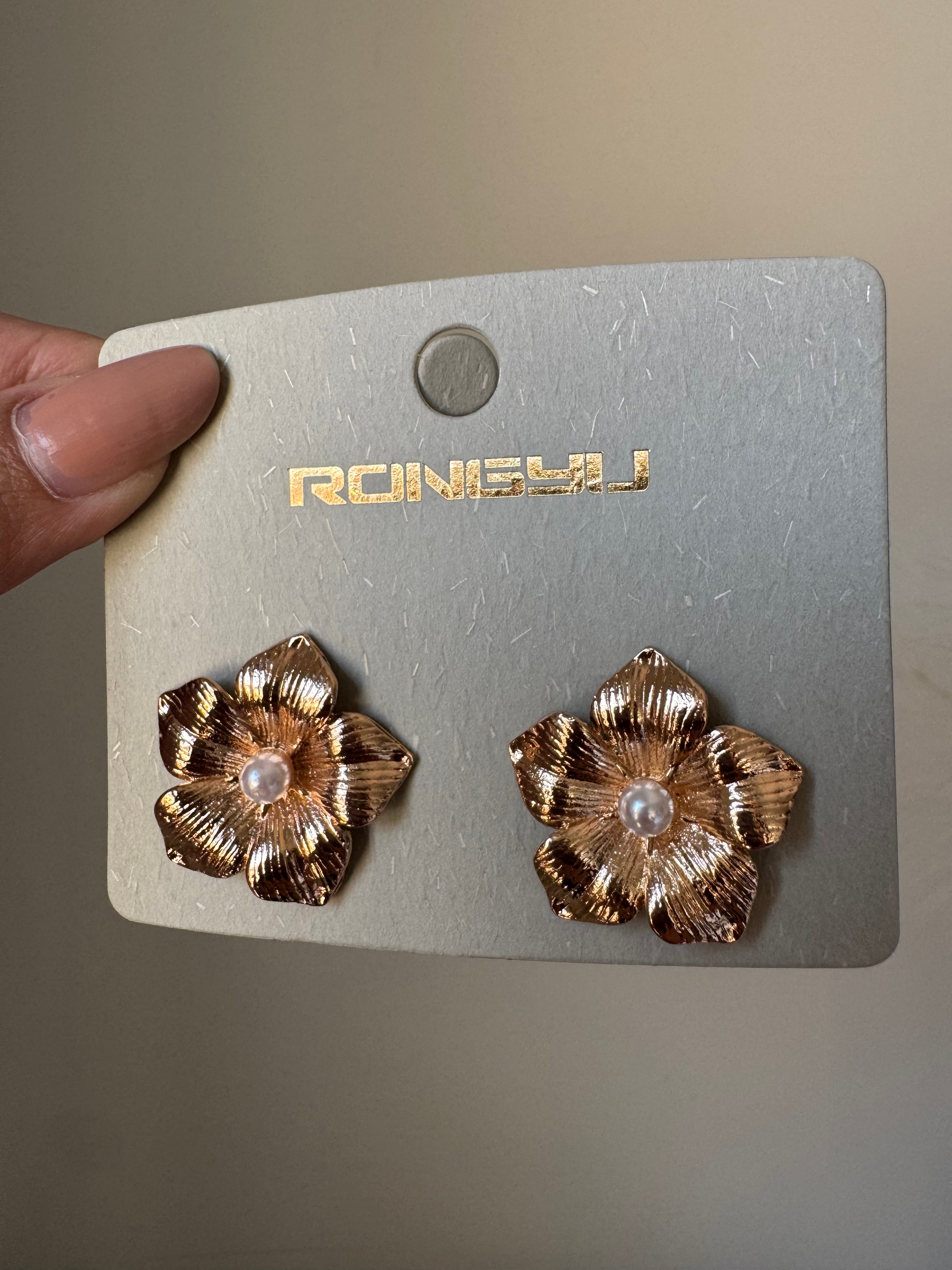 Gold Floral Studs - 18K Gold Plated