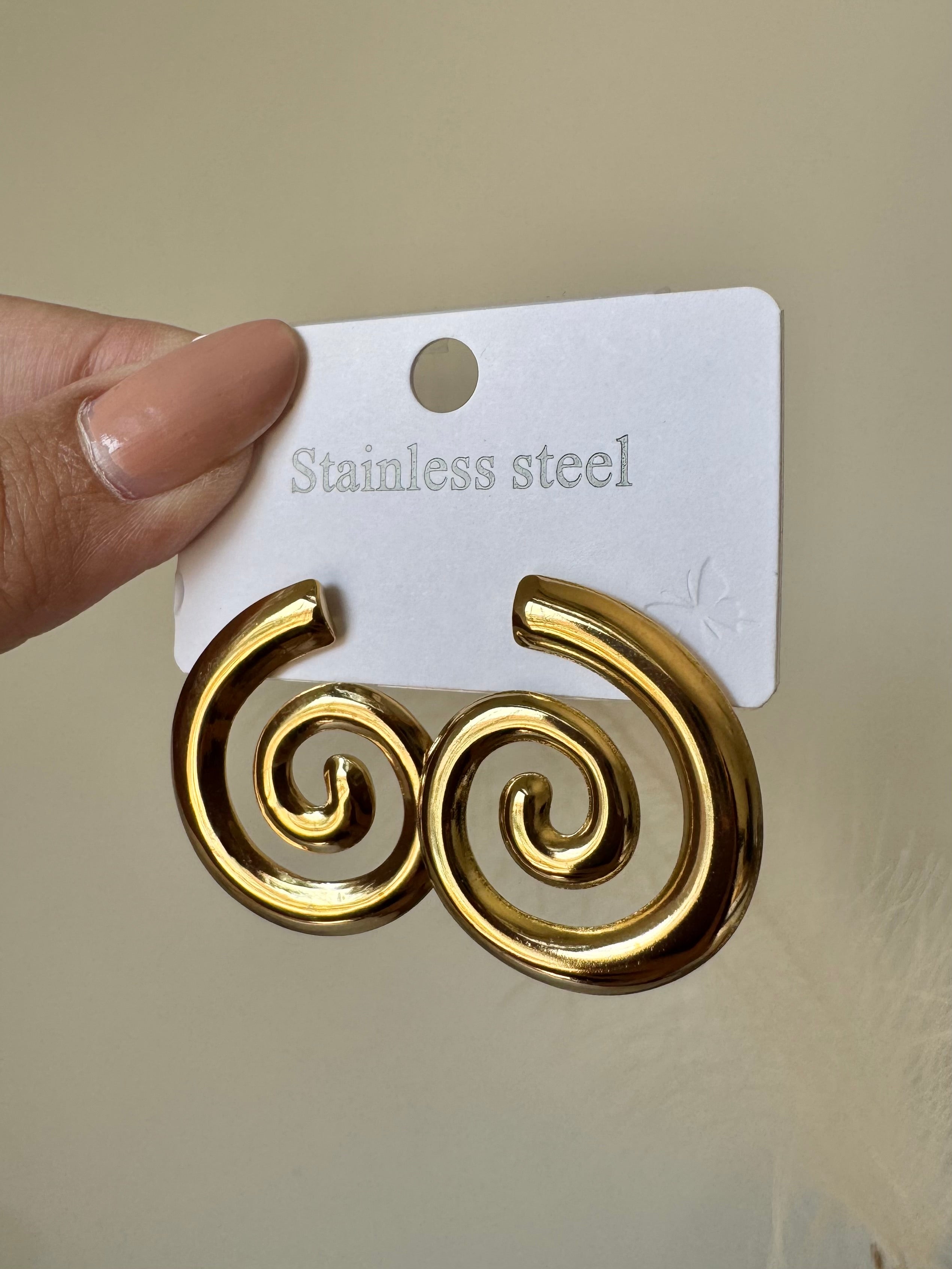 Golden Swirl Studs - 18K Gold Plated