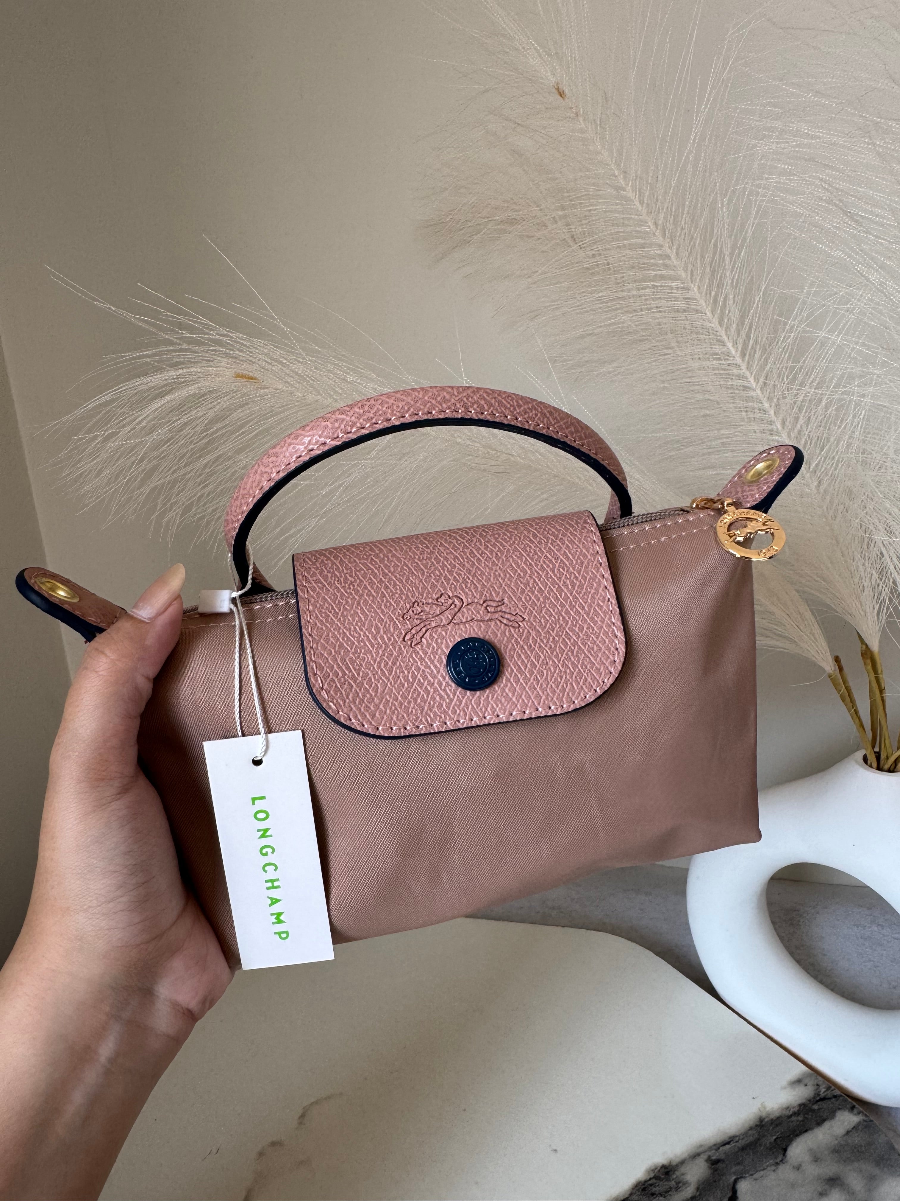 LongChamp Crossbody Bag with Strap - Light Pink (WITH BRAND LOGO)