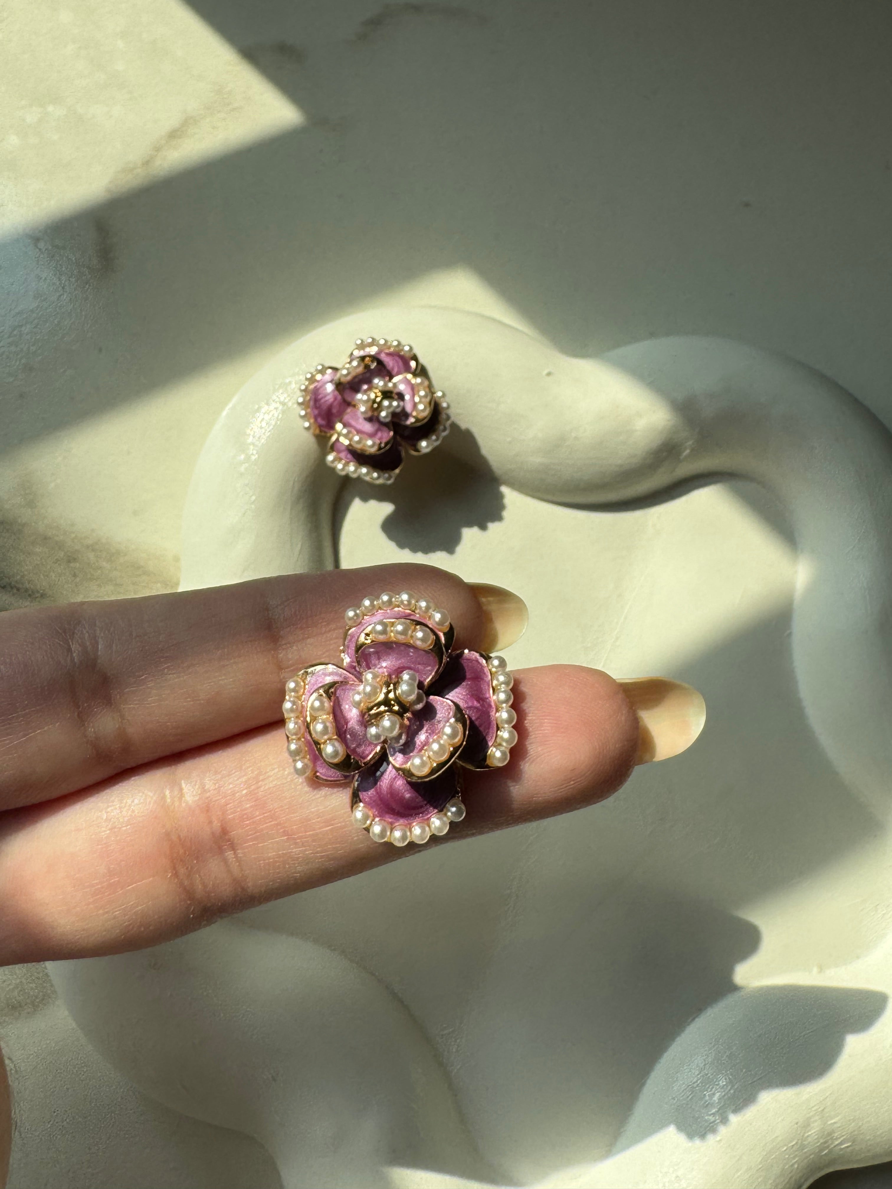 Mauve Lux Floral Earrings