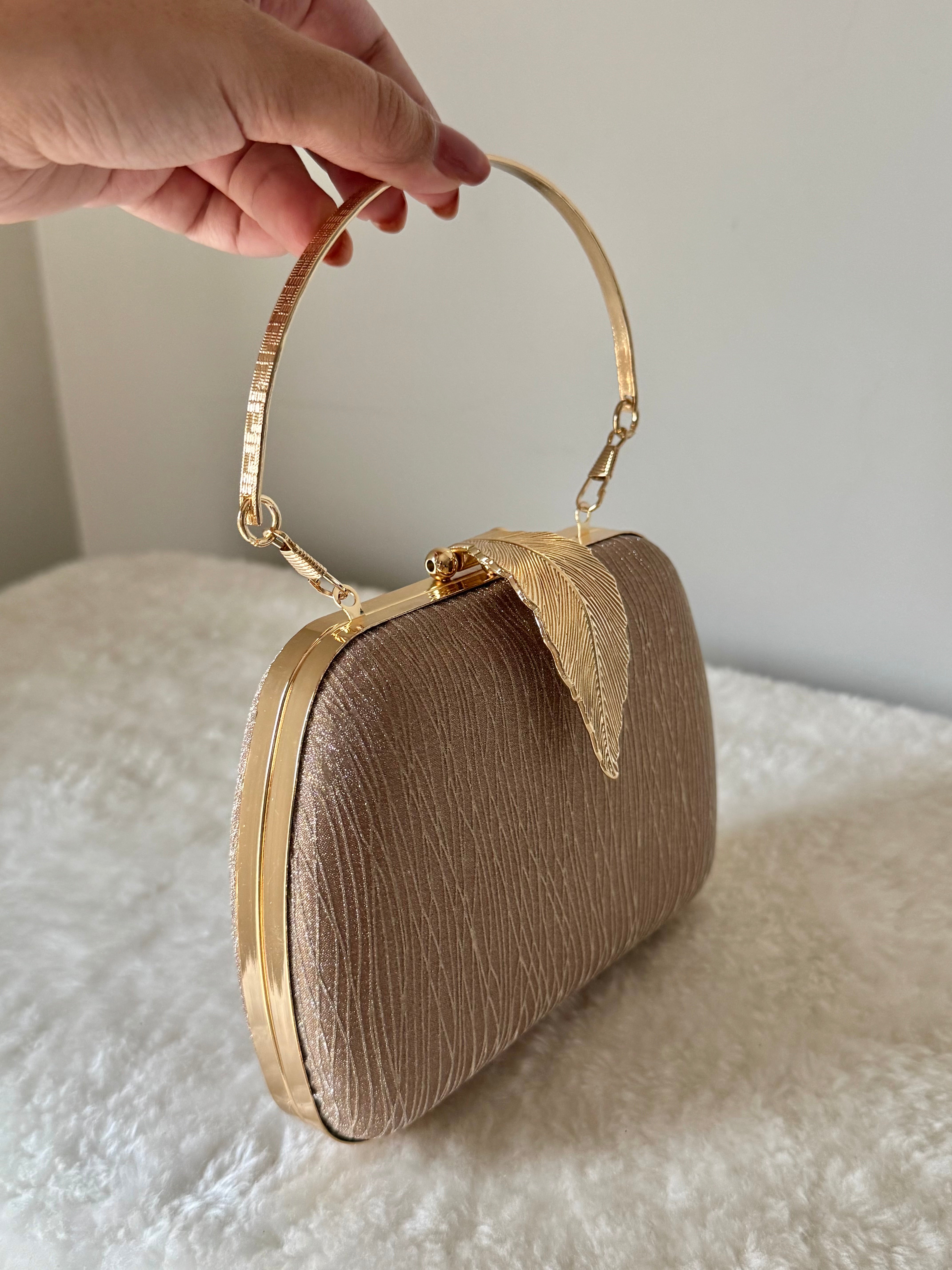 Crystal Charm Clutch - Shimmer Gold