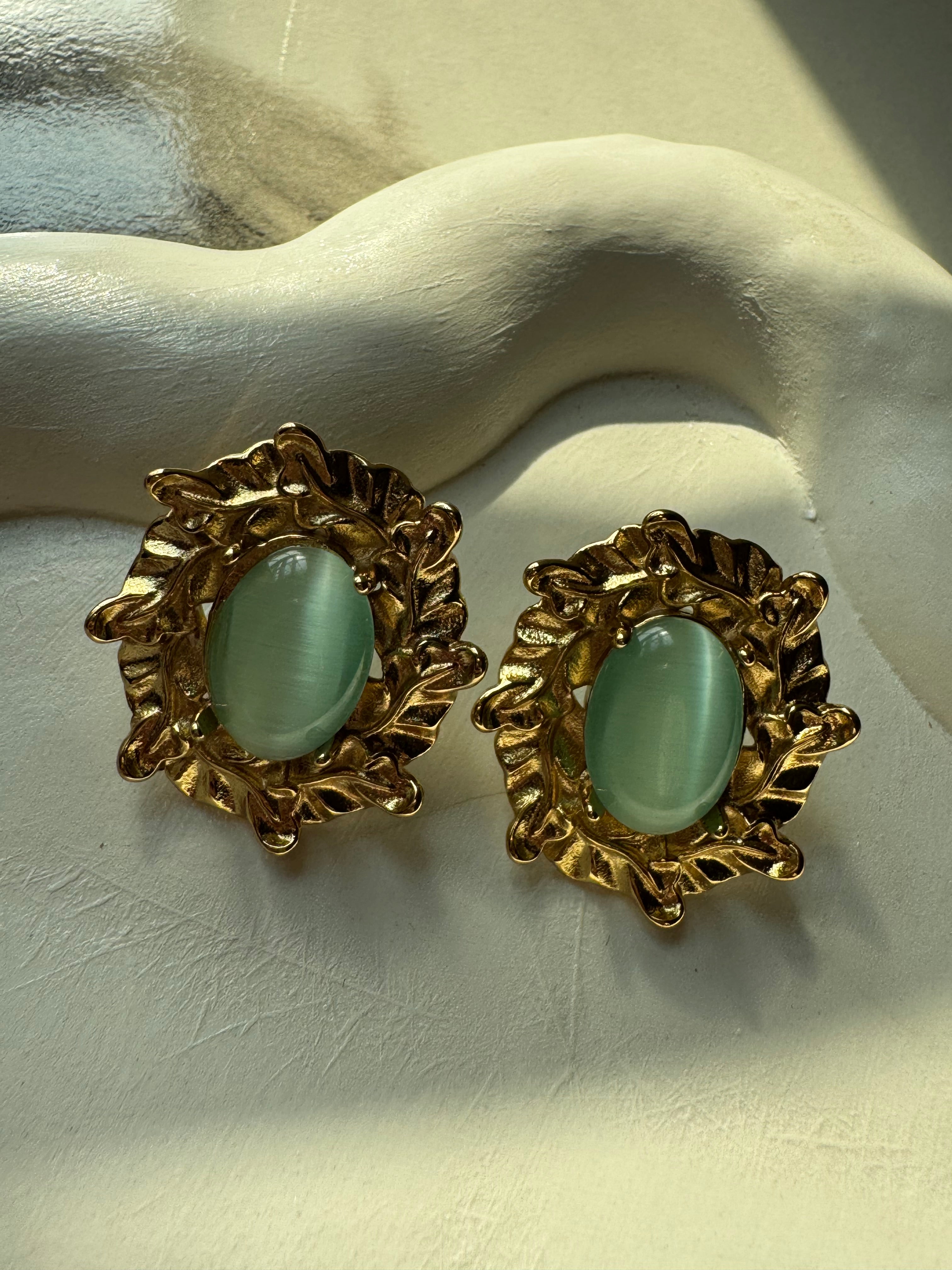 Seagreen Gold Studs