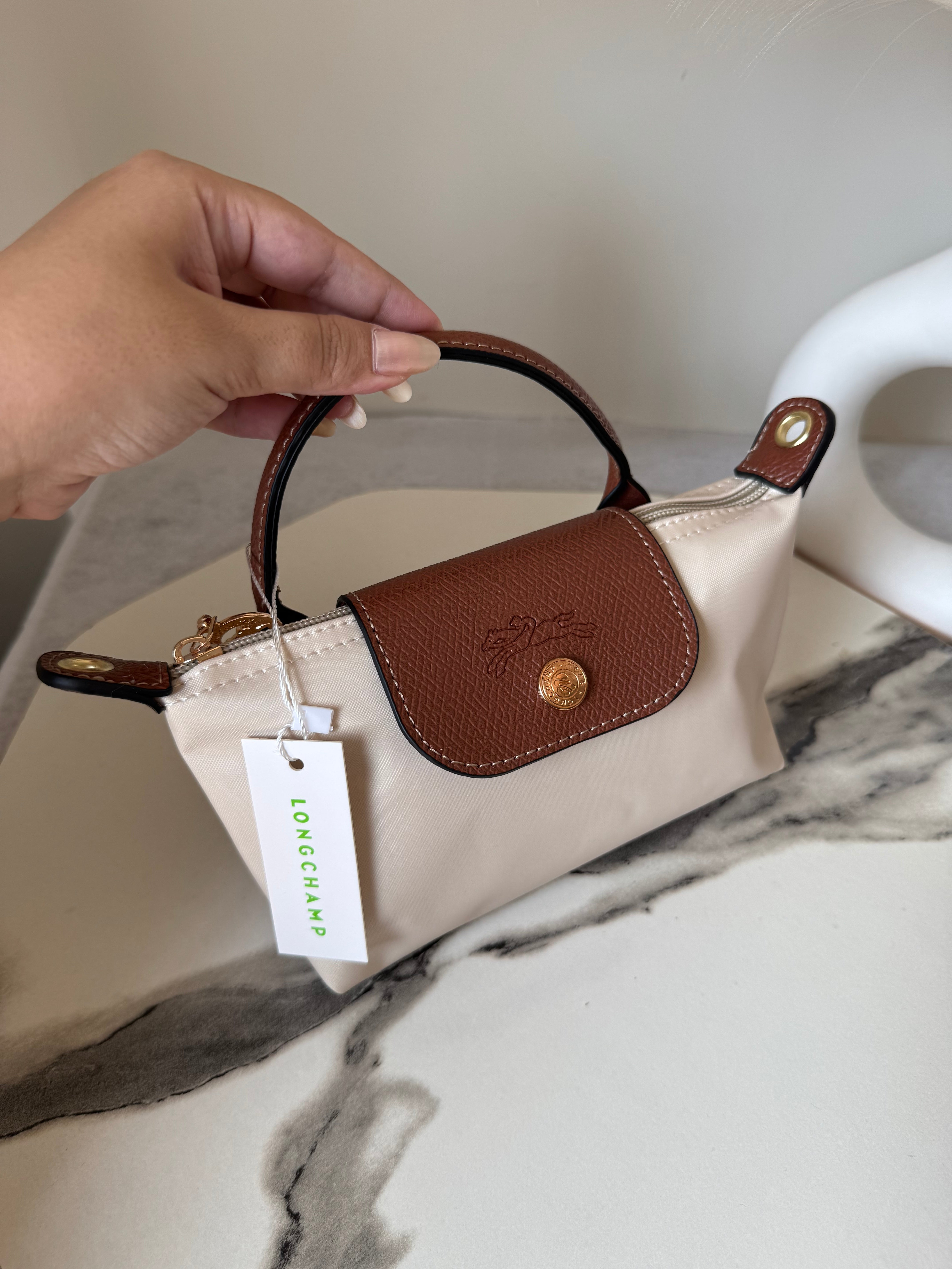 LongChamp Crossbody Bag with Strap - Paper White (WITH BRAND LOGO)