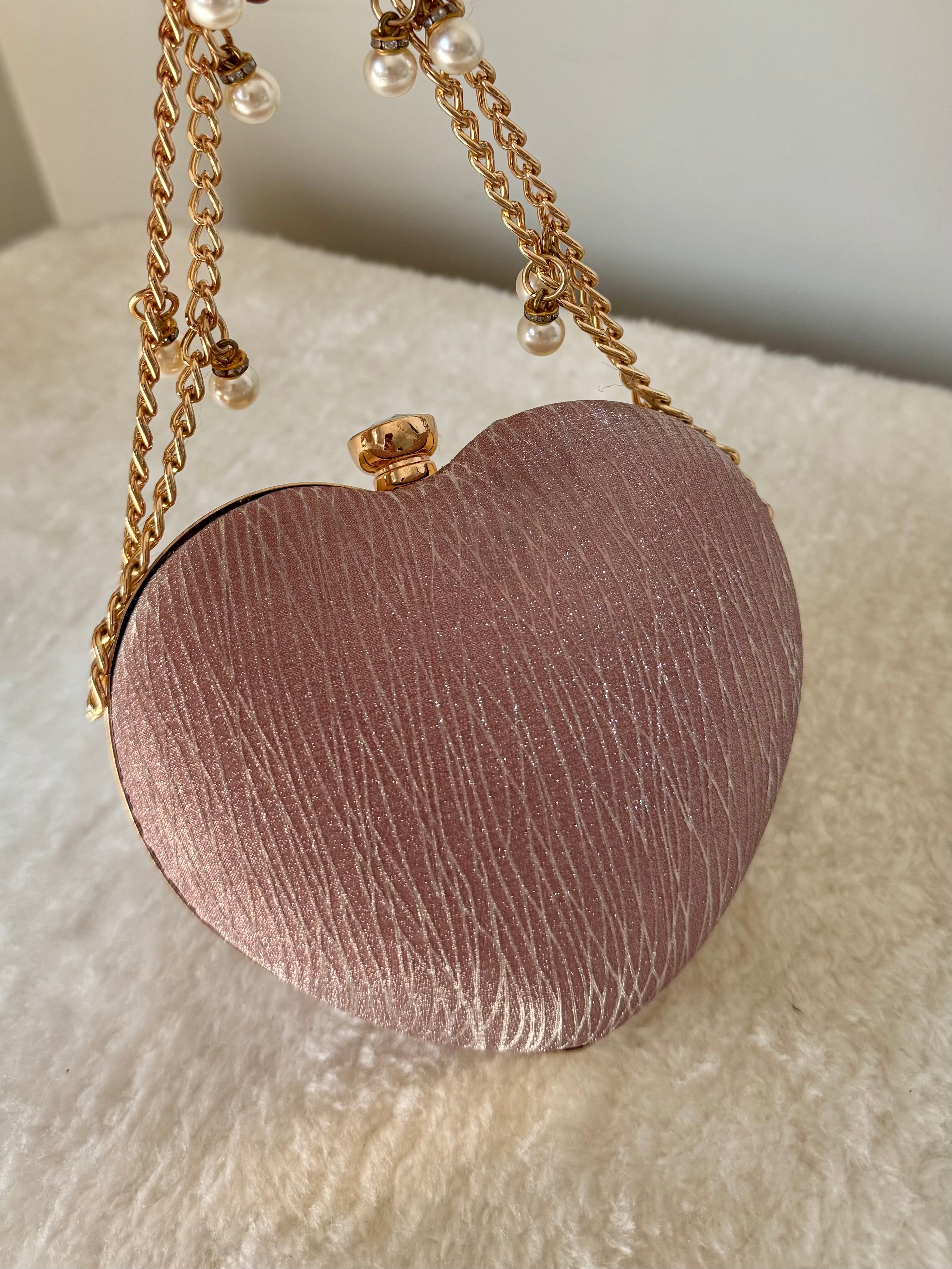 Bling Heart Clutch - Pink