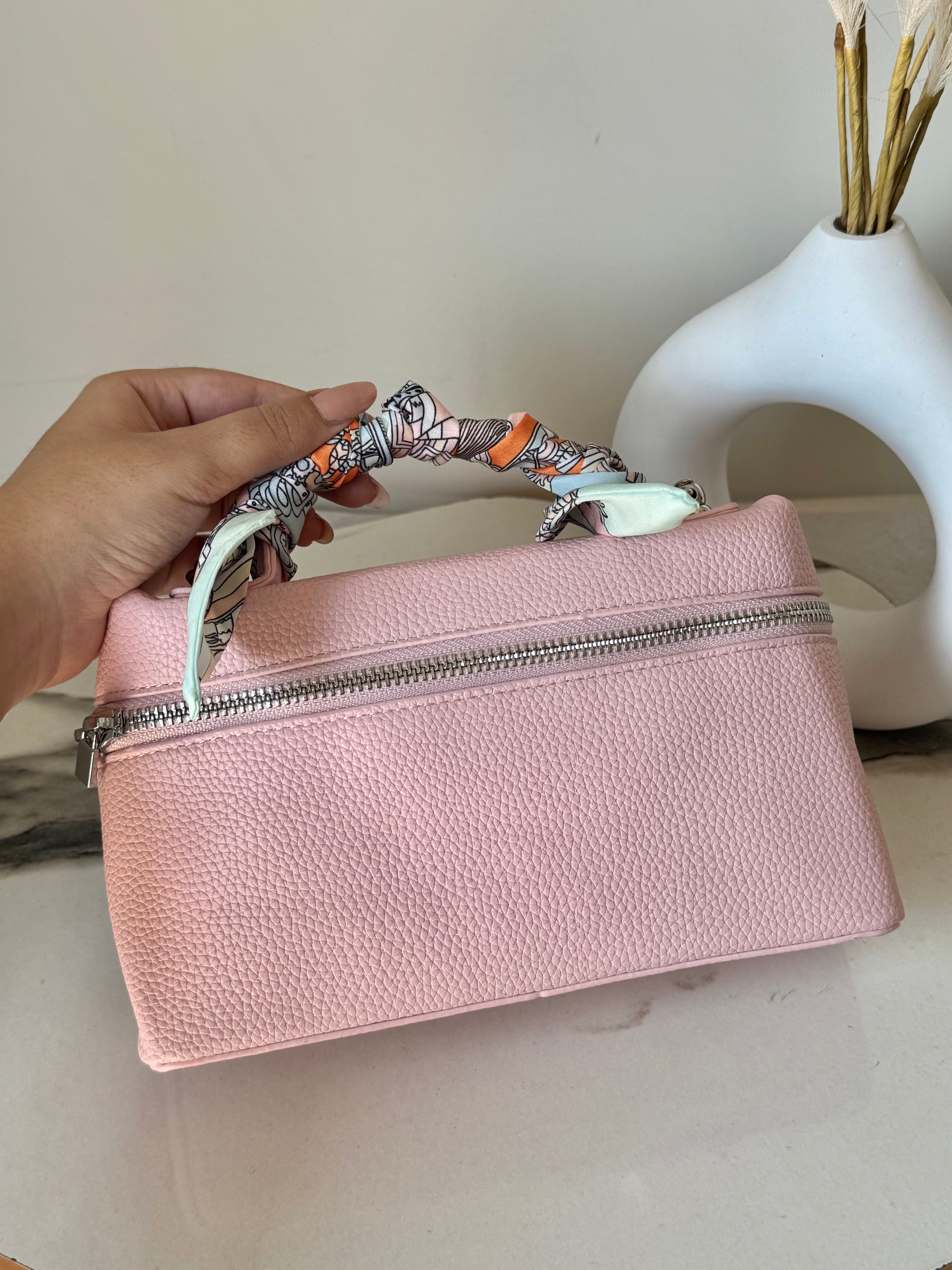 Loro Piana Inspired with Strap & Silk Scarf - Pink