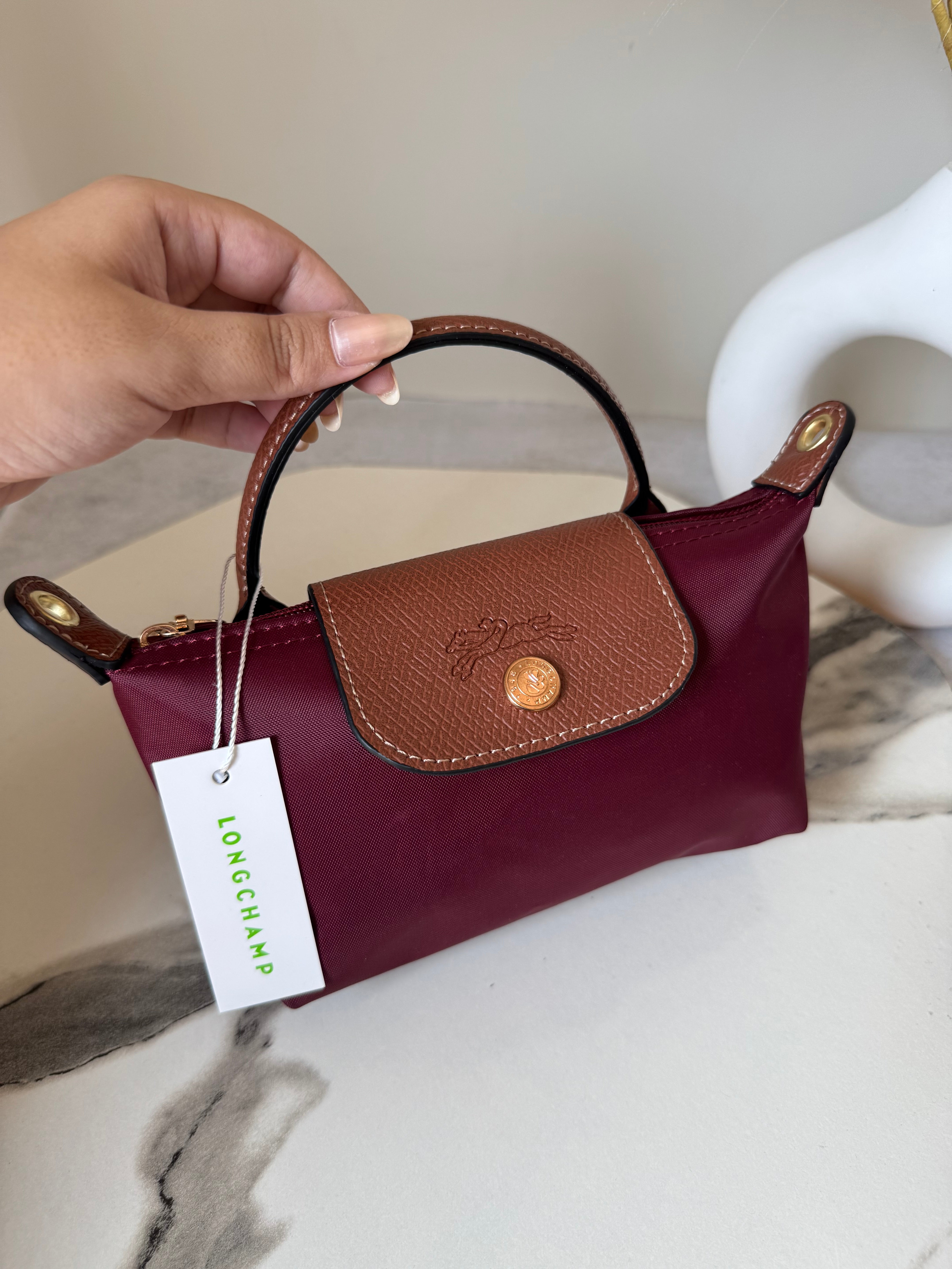 LongChamp Crossbody Bag with Strap - Wine Red (WITH BRAND LOGO)