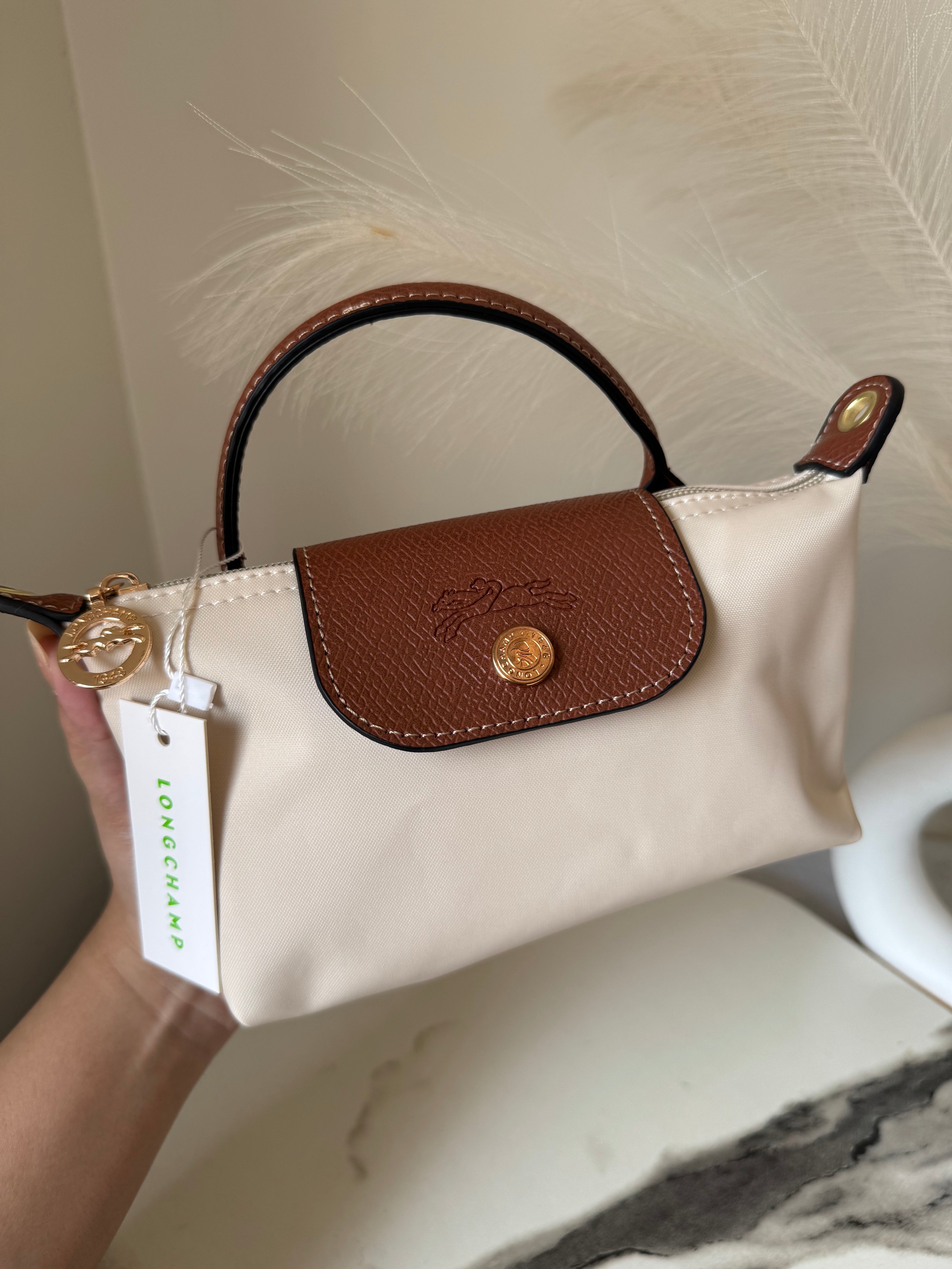 LongChamp Crossbody Bag with Strap - Paper White (WITH BRAND LOGO)