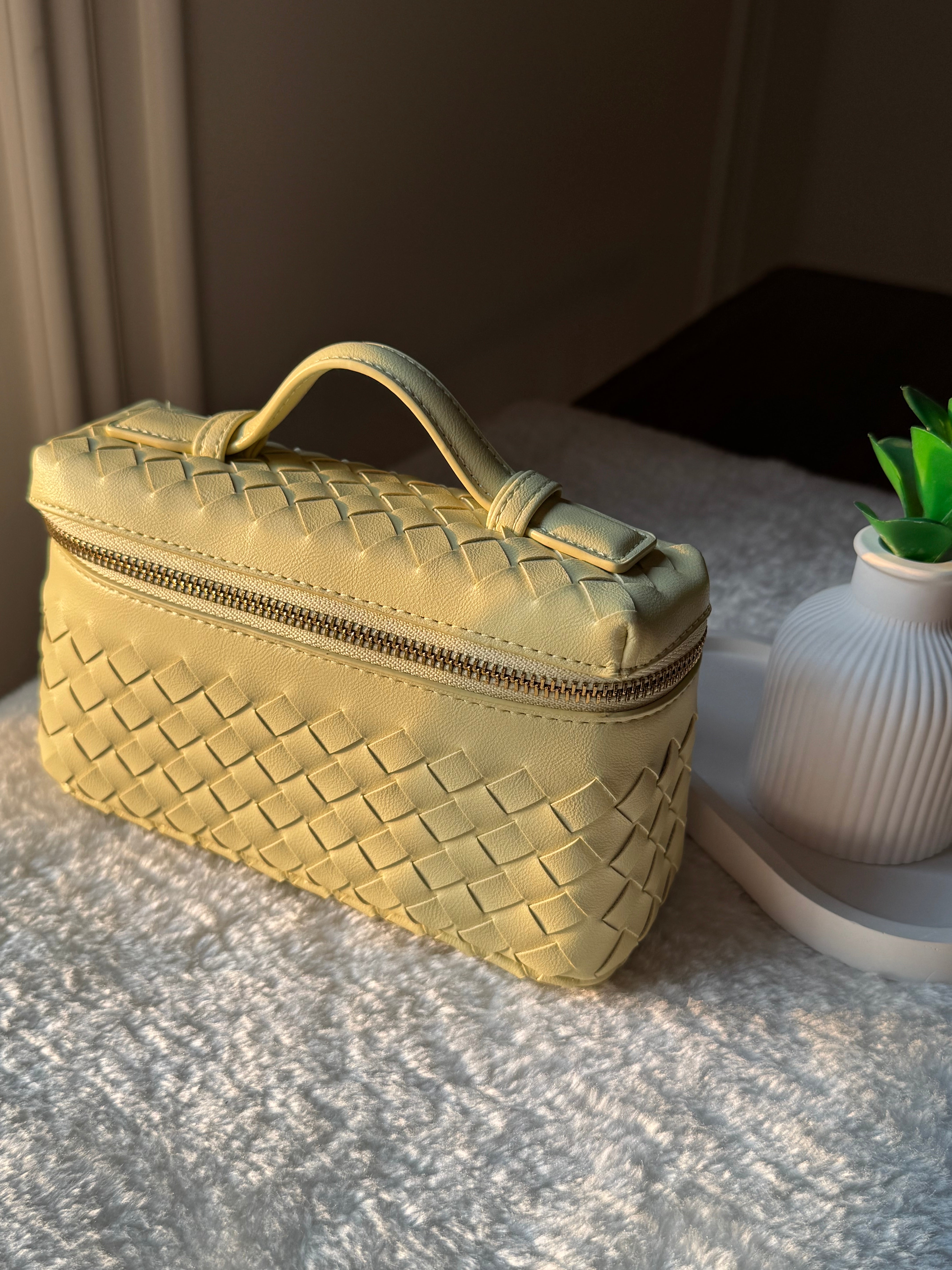 JW Pie Woven Bag with Long Strap (Butter Yellow)