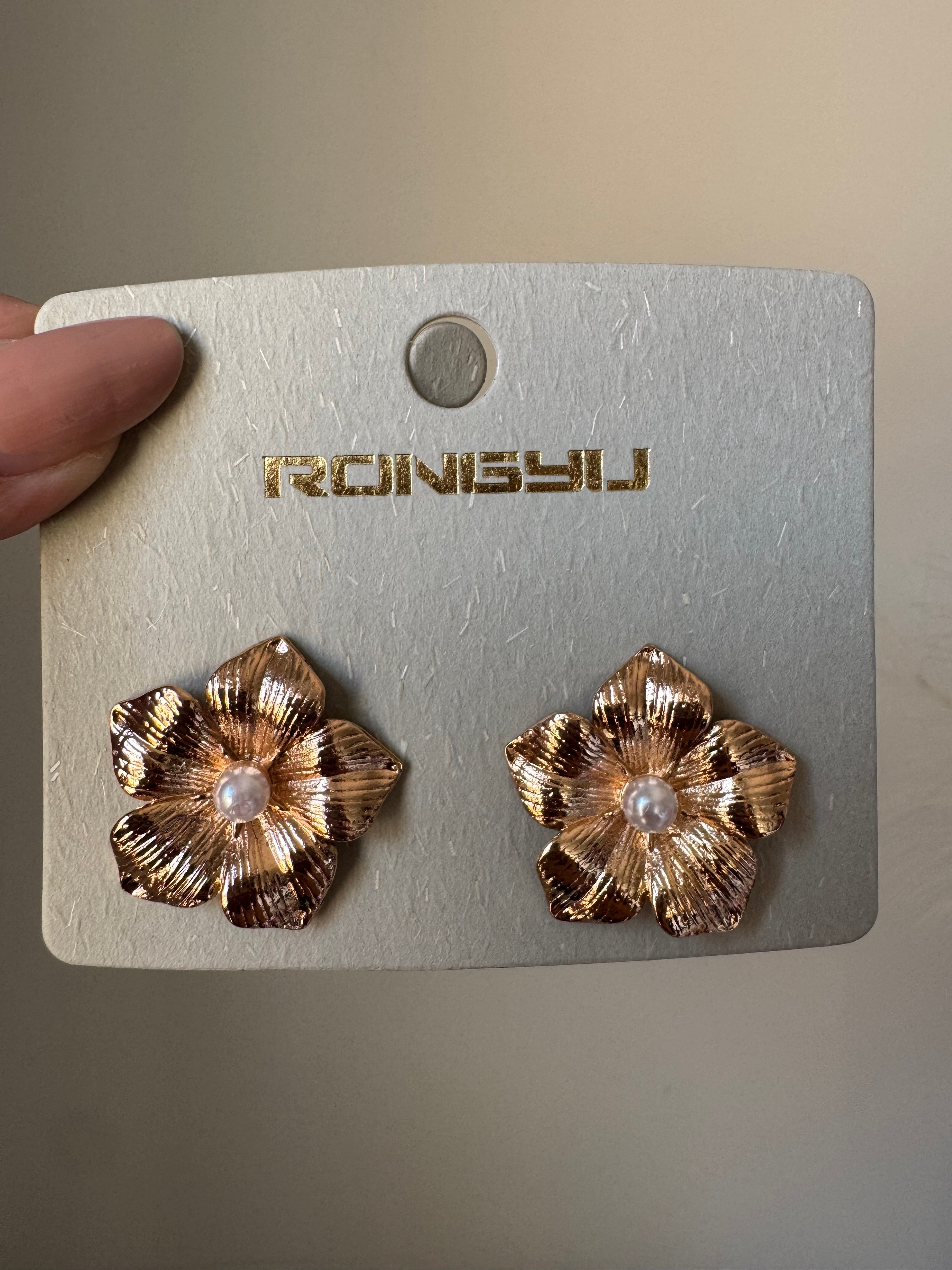 Gold Floral Studs - 18K Gold Plated
