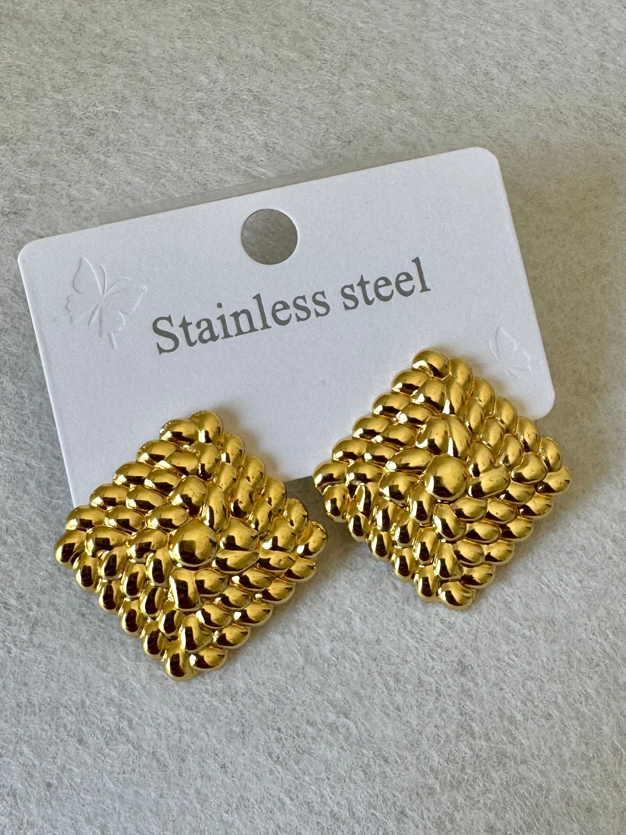 Shimmer Square Earrings - 18K Gold Plated