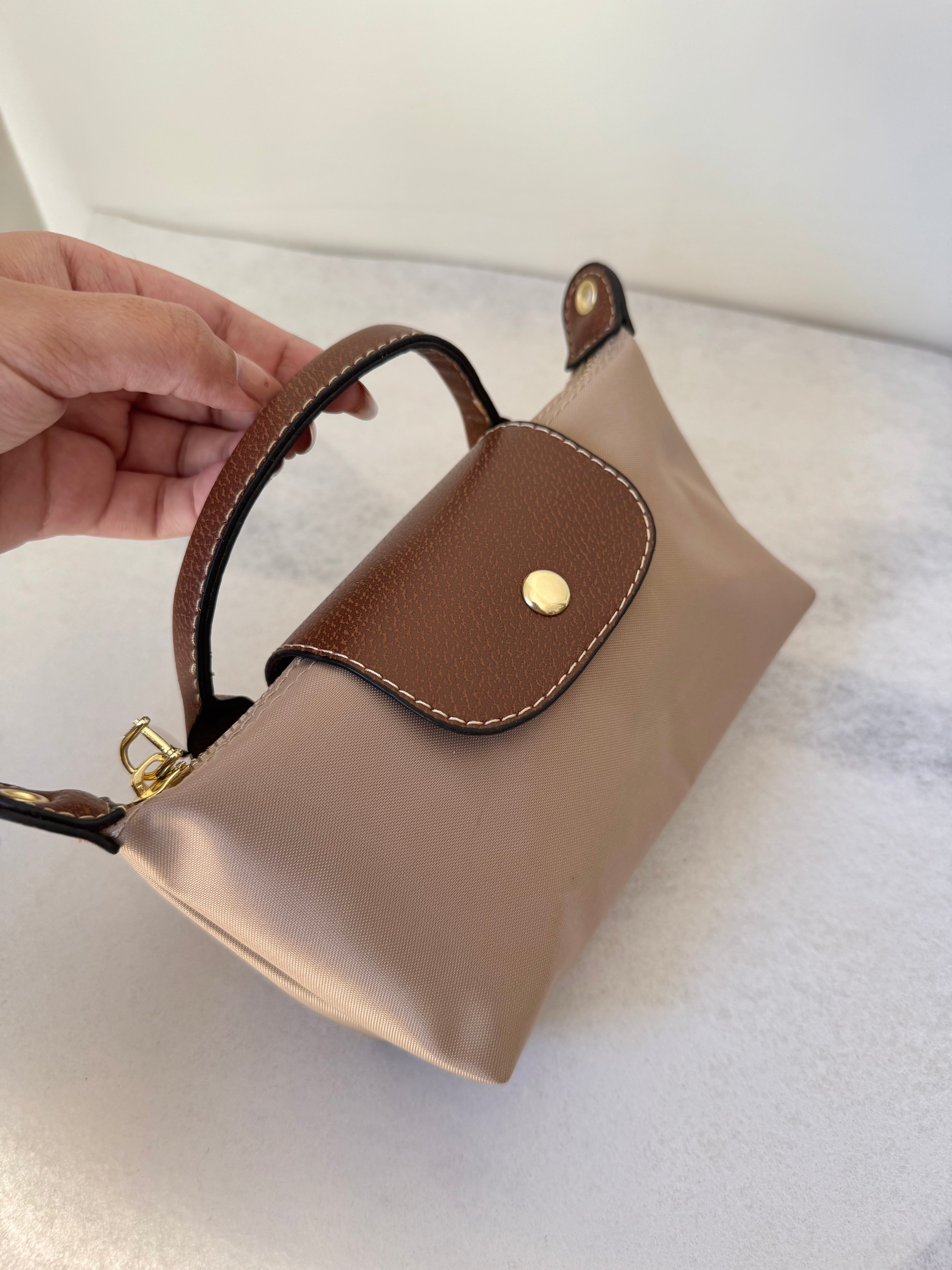 Longchamp Crossbody Bag with Strap - Small Khaaki (NO LOGO)