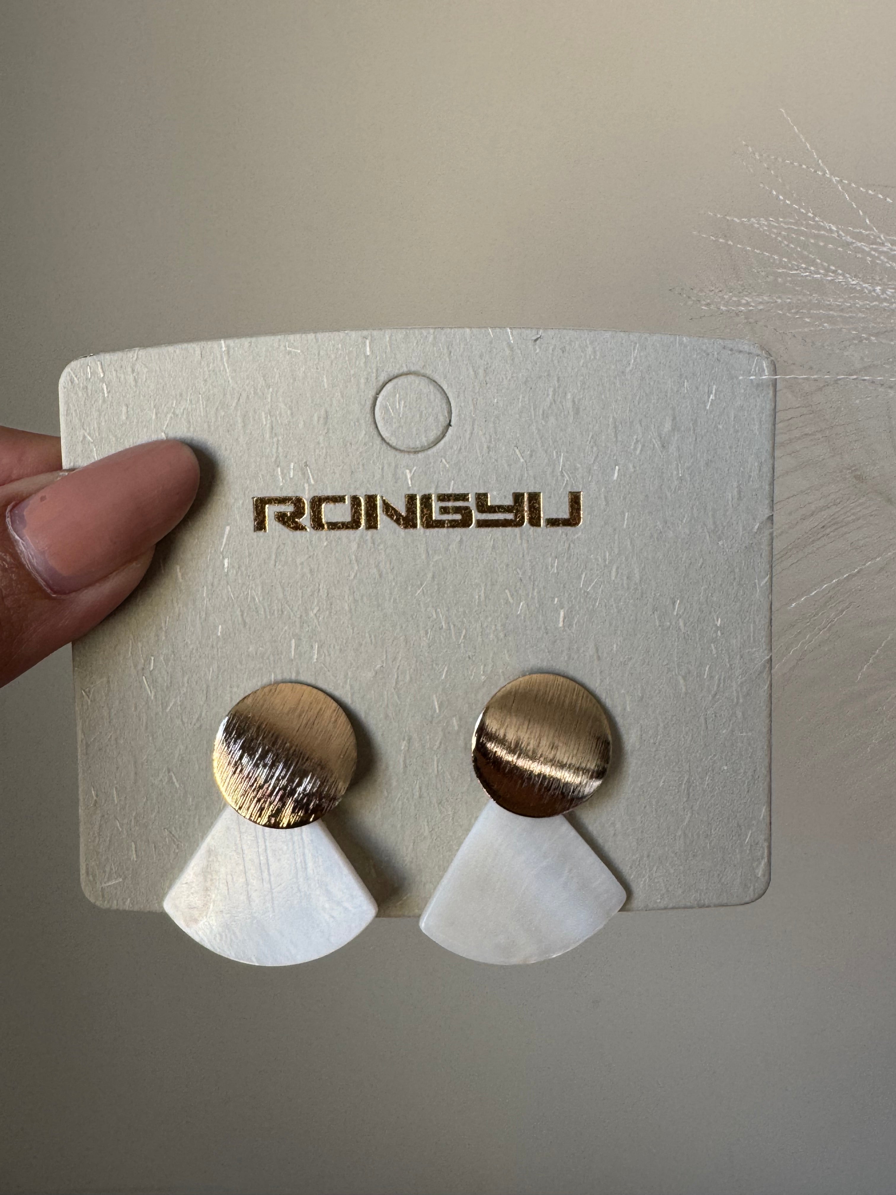 Classic White & Gold Earrings