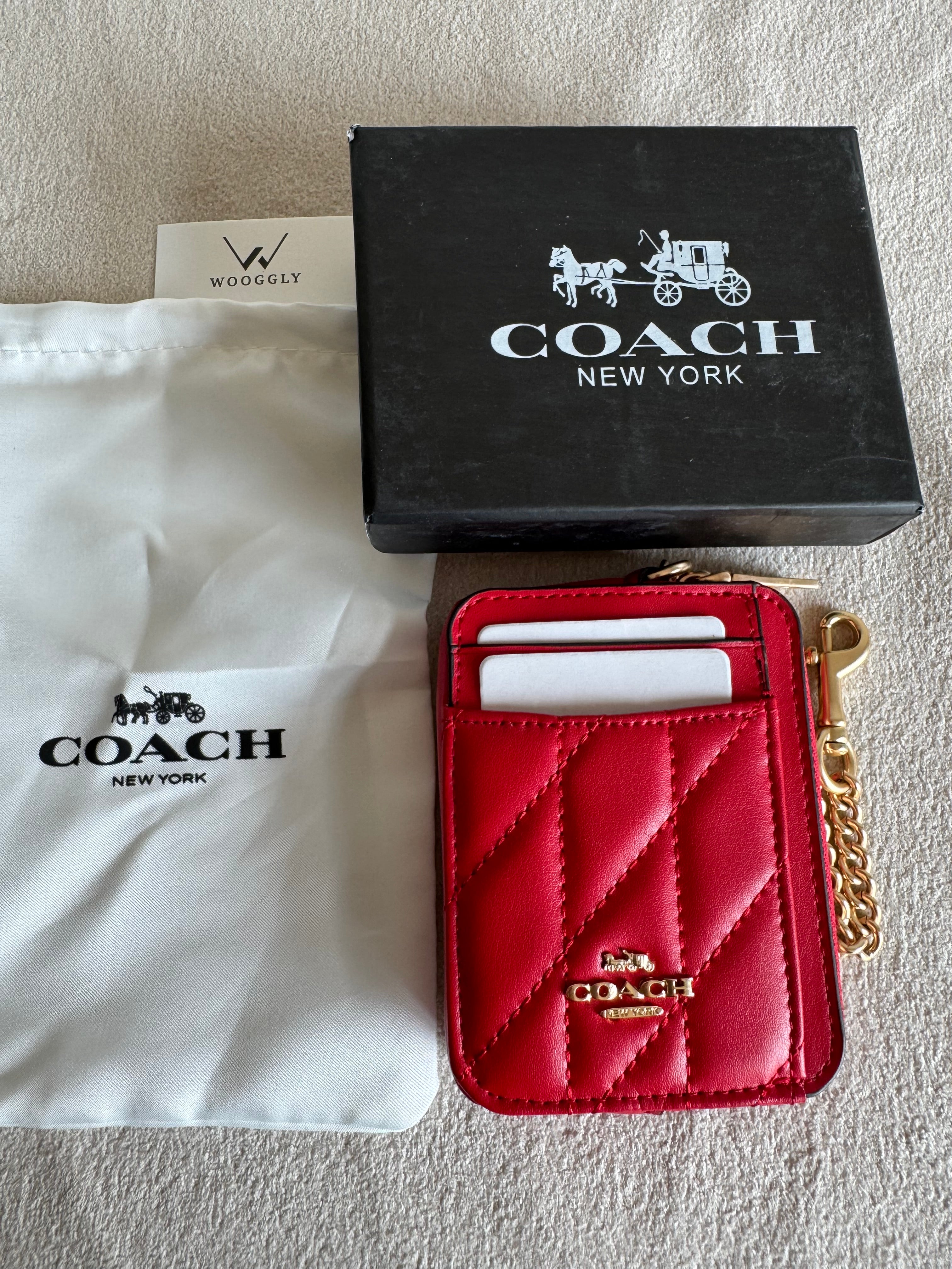 Coach Zip Card Case with Box Packing - Patterned Red