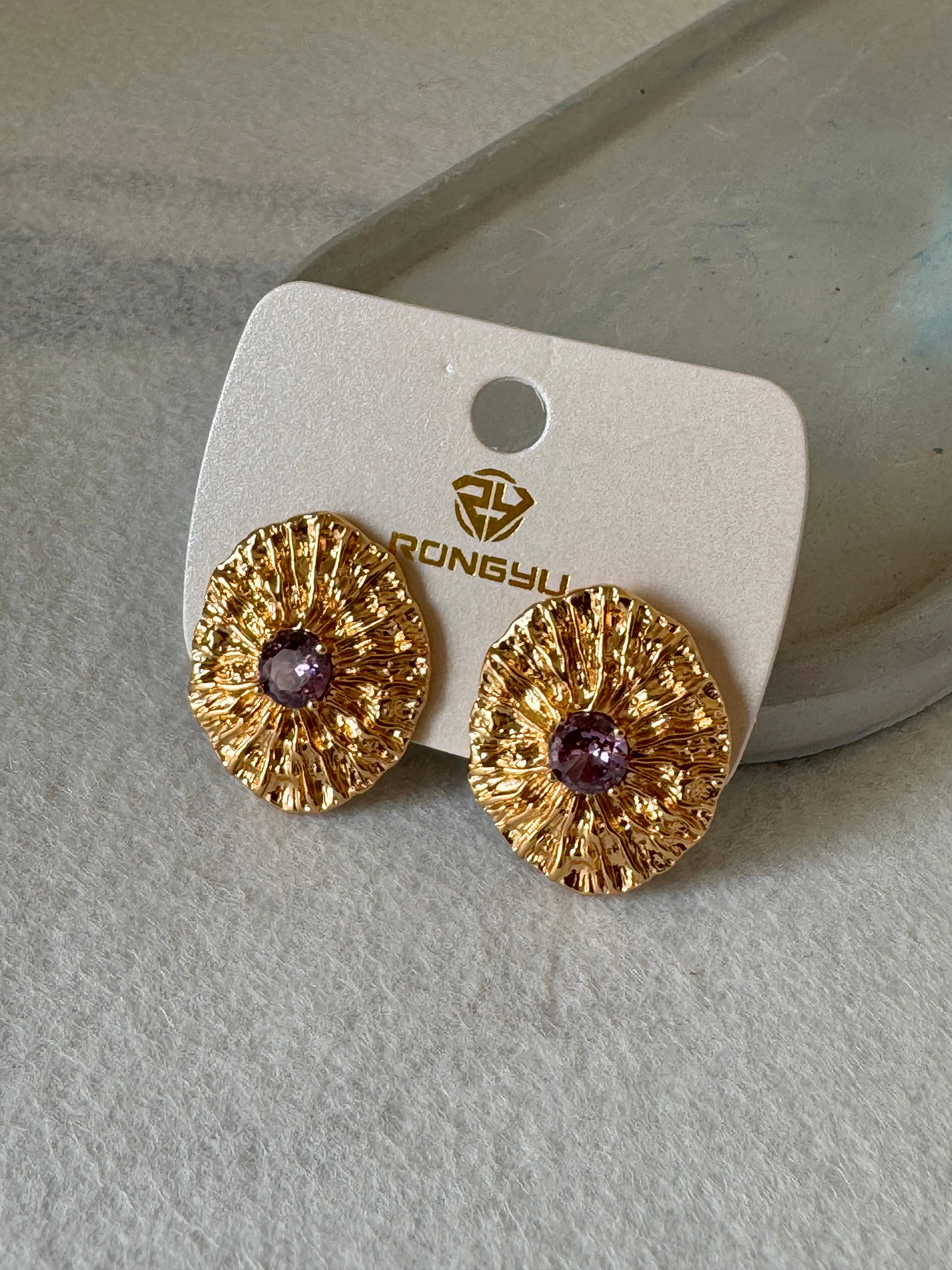 Lilac Gold Earrings - 18K Gold Plated
