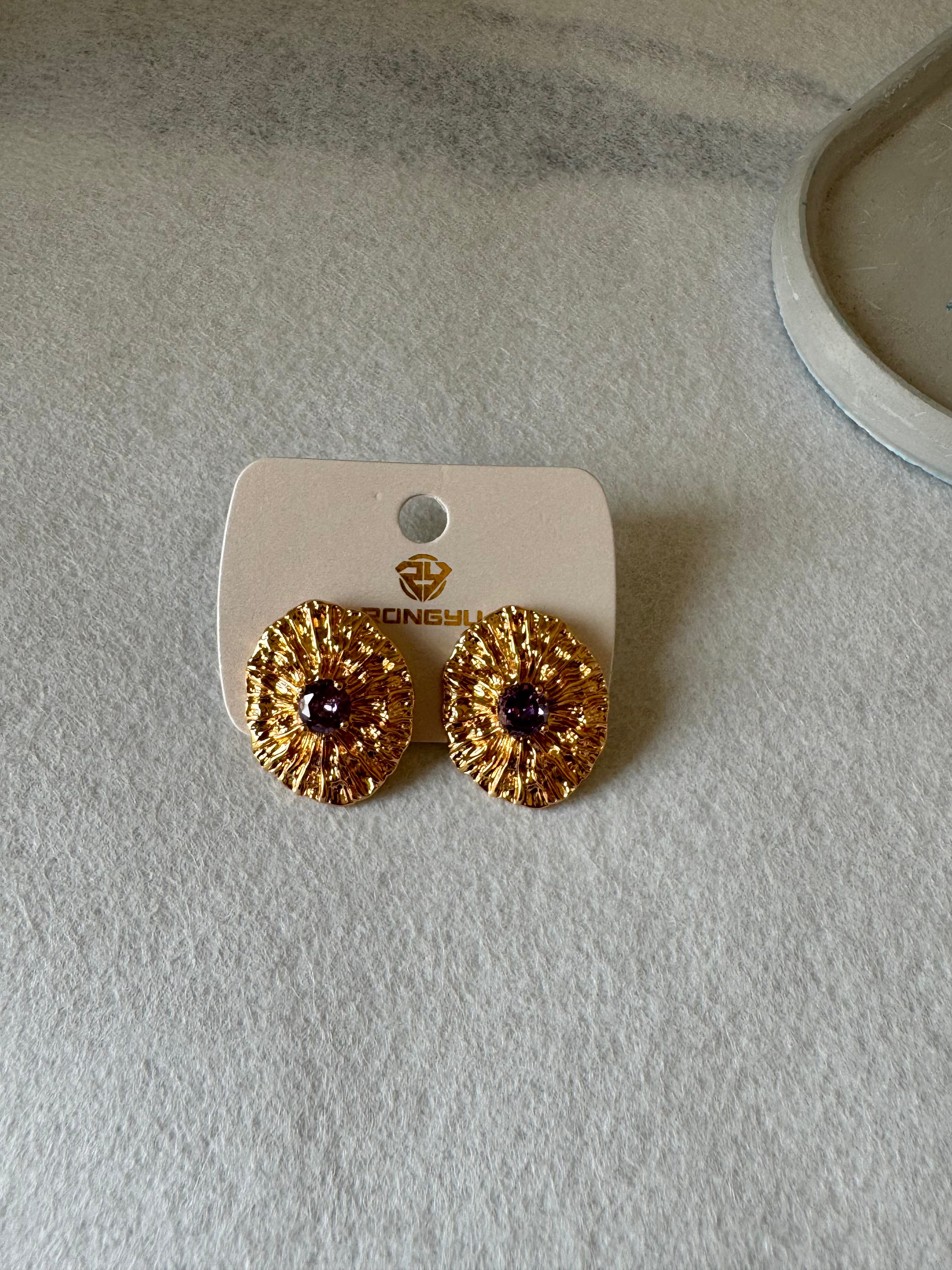 Lilac Gold Earrings - 18K Gold Plated