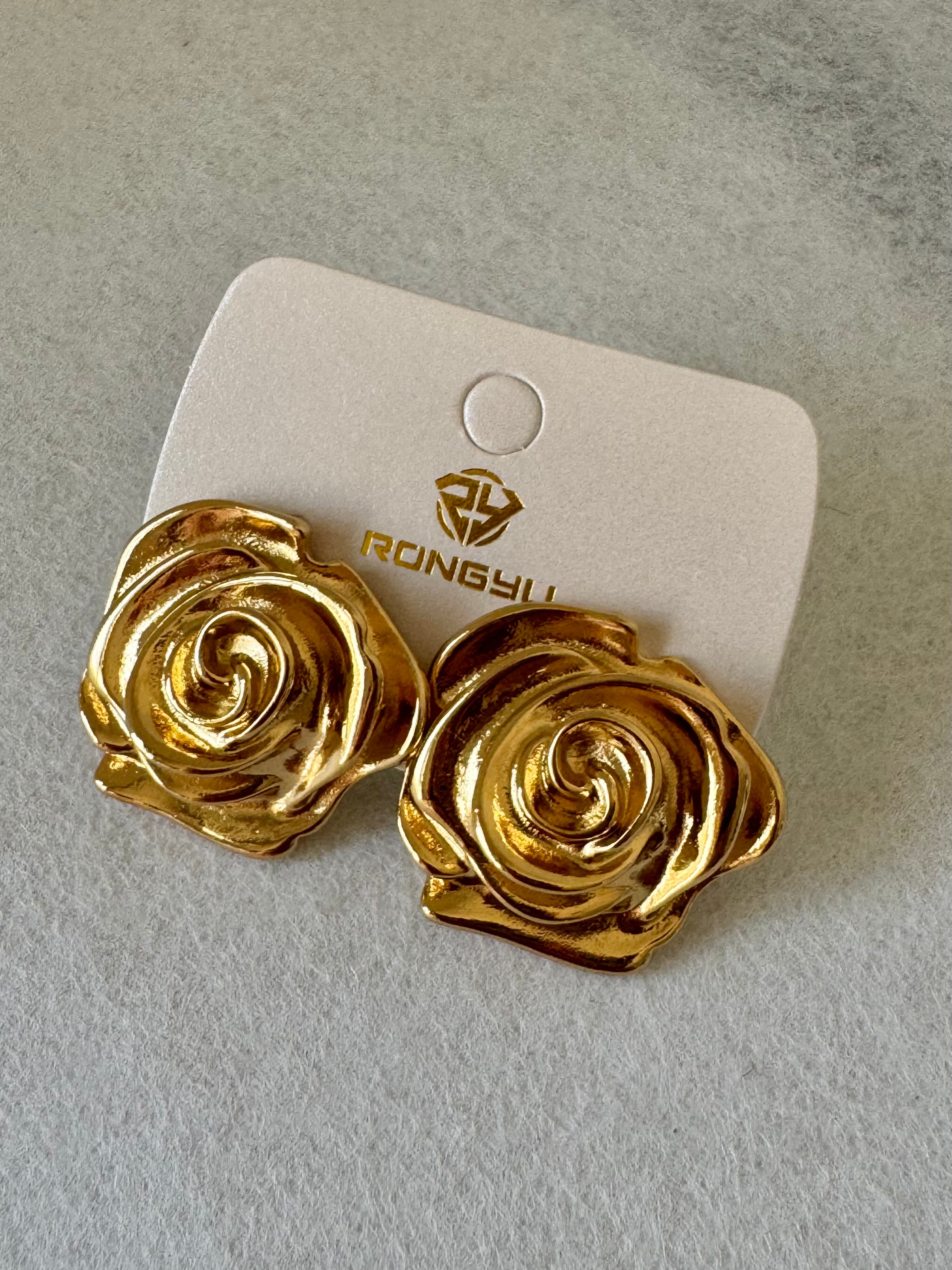 Adore Rose Studs - 18K Gold Plated