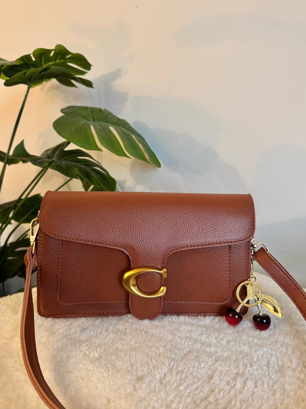COACH TABBY with Coach Cherry Charm (Brown)