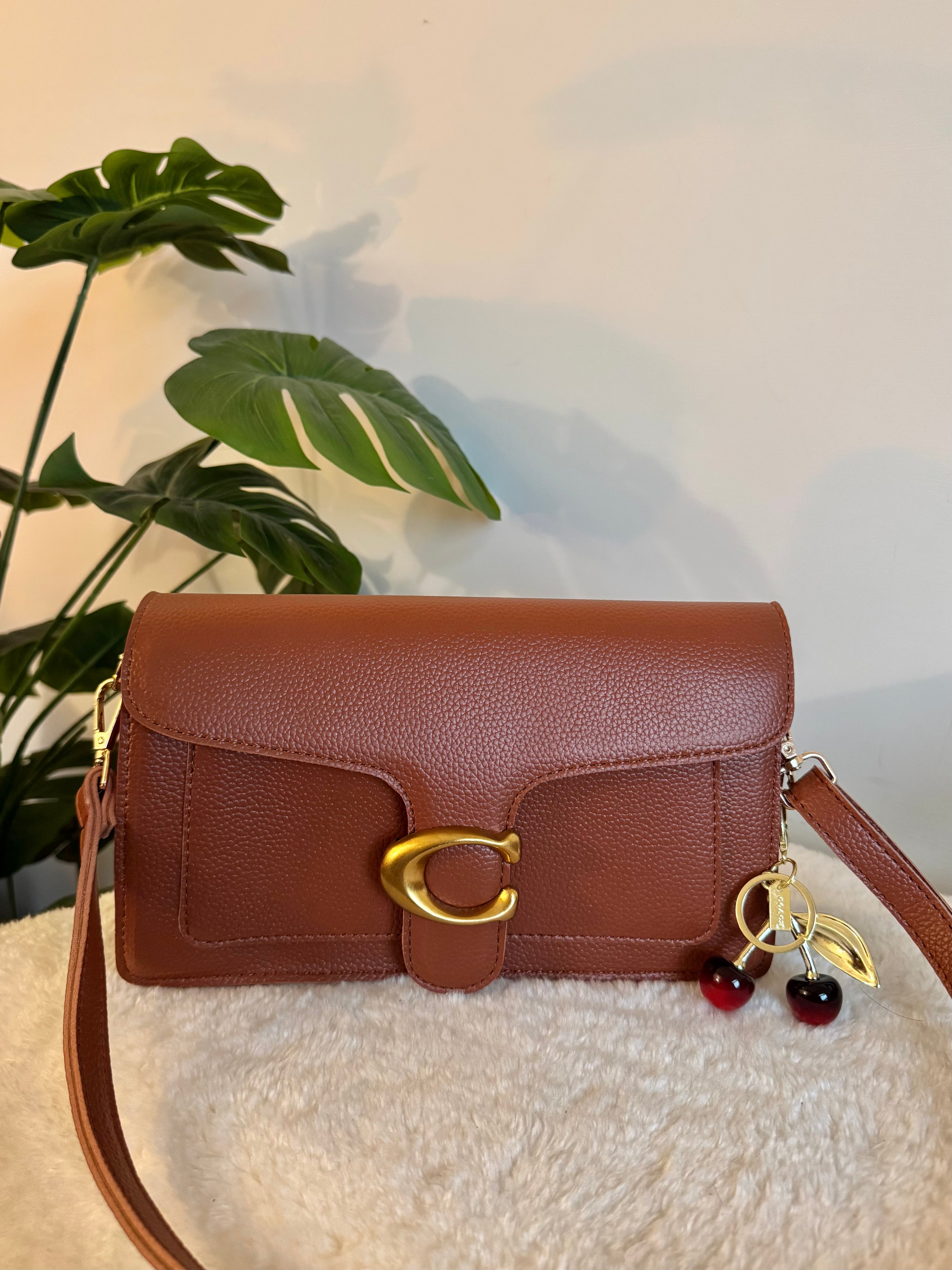 COACH TABBY with Coach Cherry Charm (Brown)