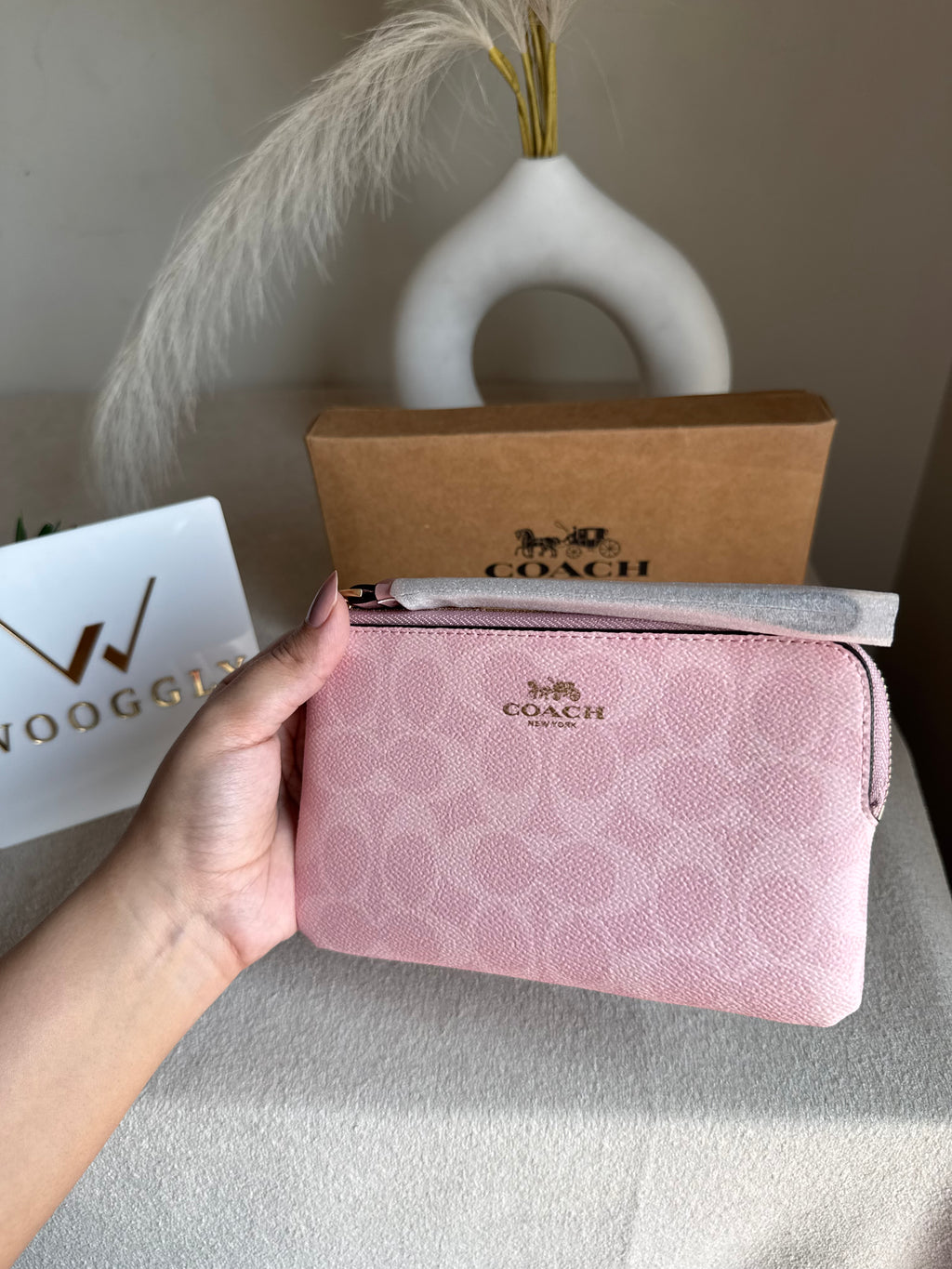 High Quality Wristlet - Signature Canvas Pink