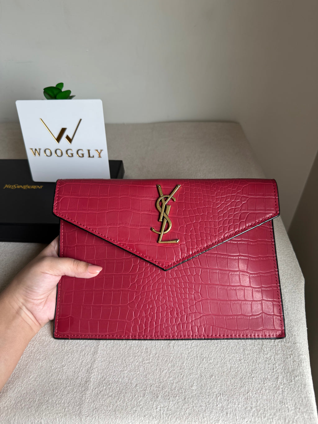 Premium Quality YSL Pouch with Box Packing - Maroon