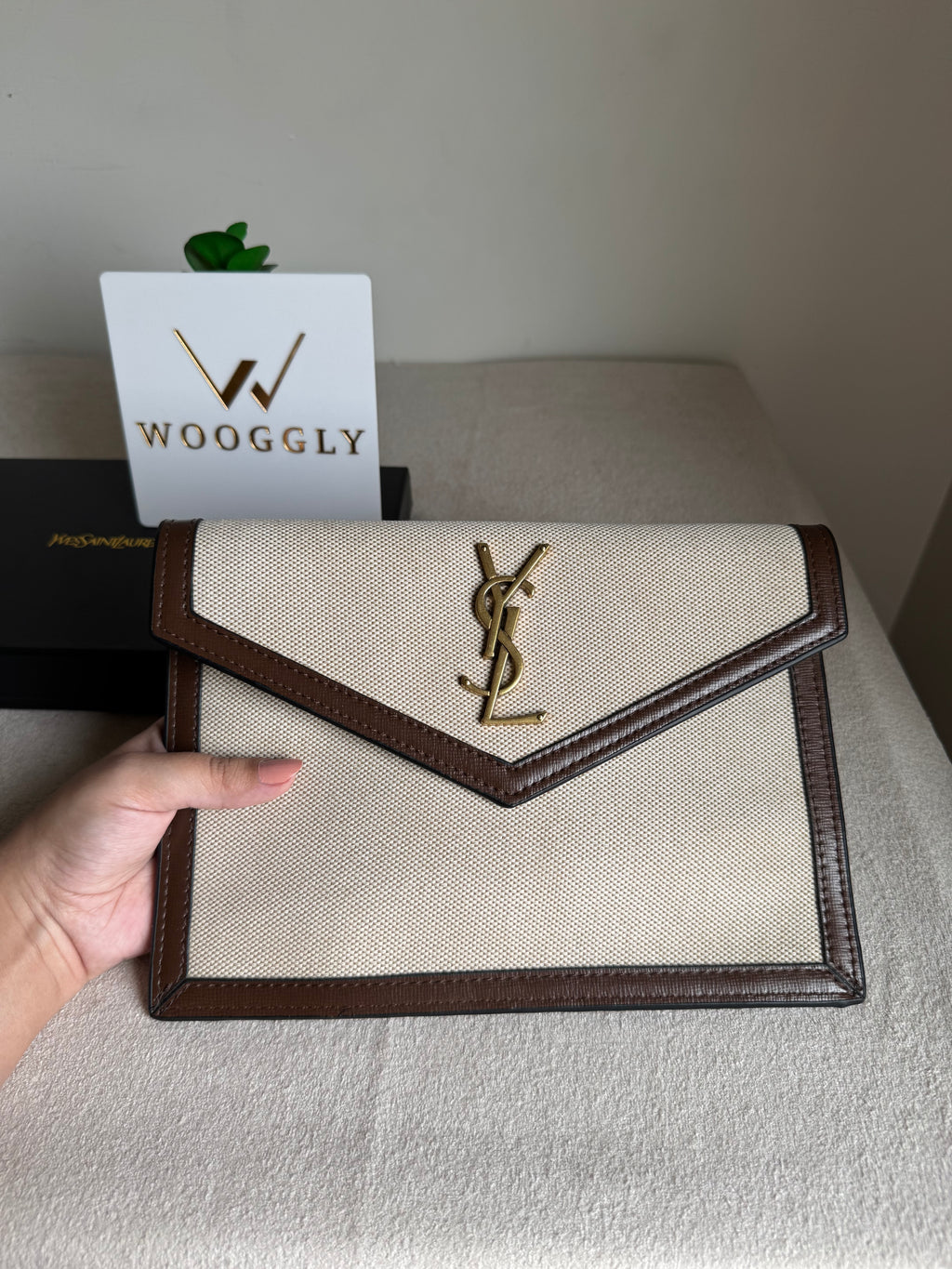 Premium Quality YSL Pouch with Box Packing - Statement Brown