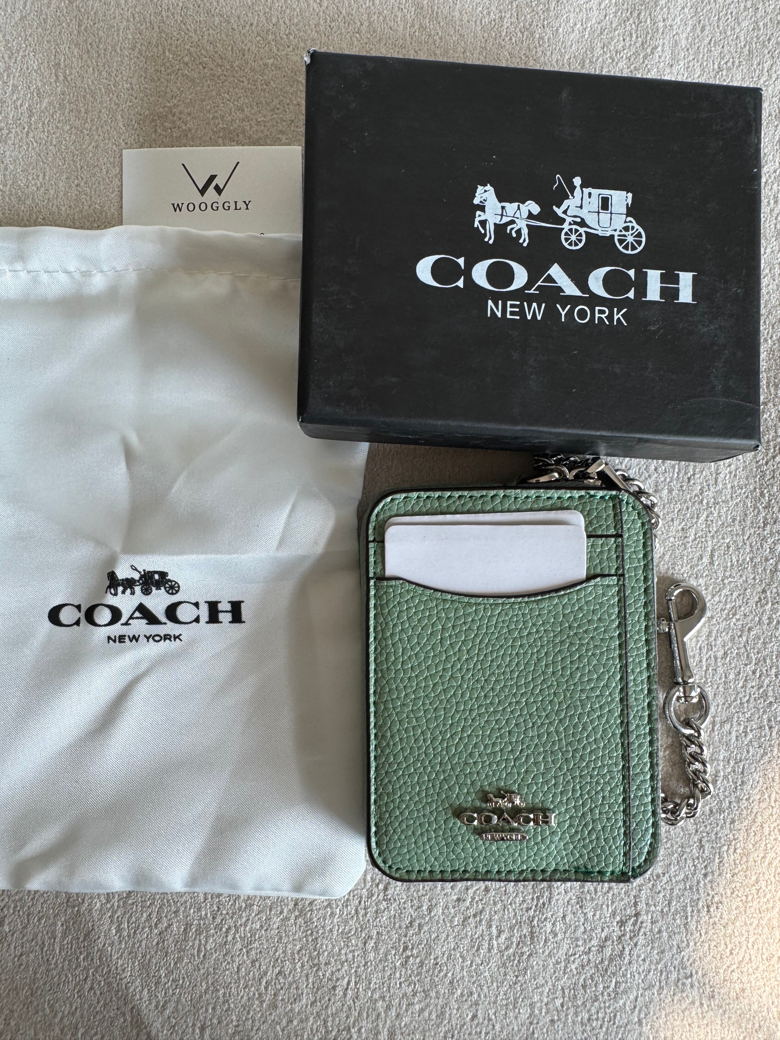Coach Zip Card Case with Box Packing - Sea Green