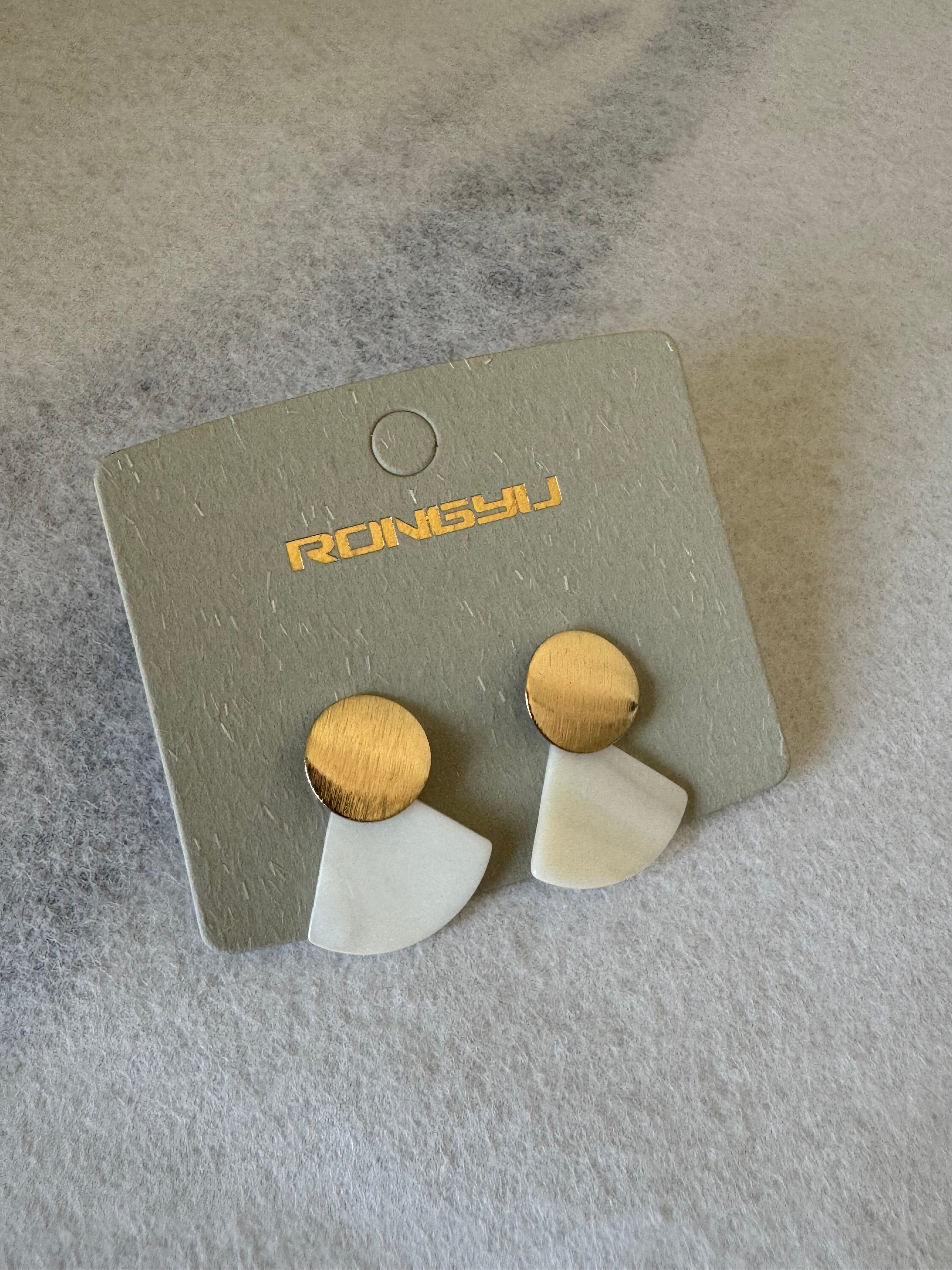 Classic White & Gold Earrings