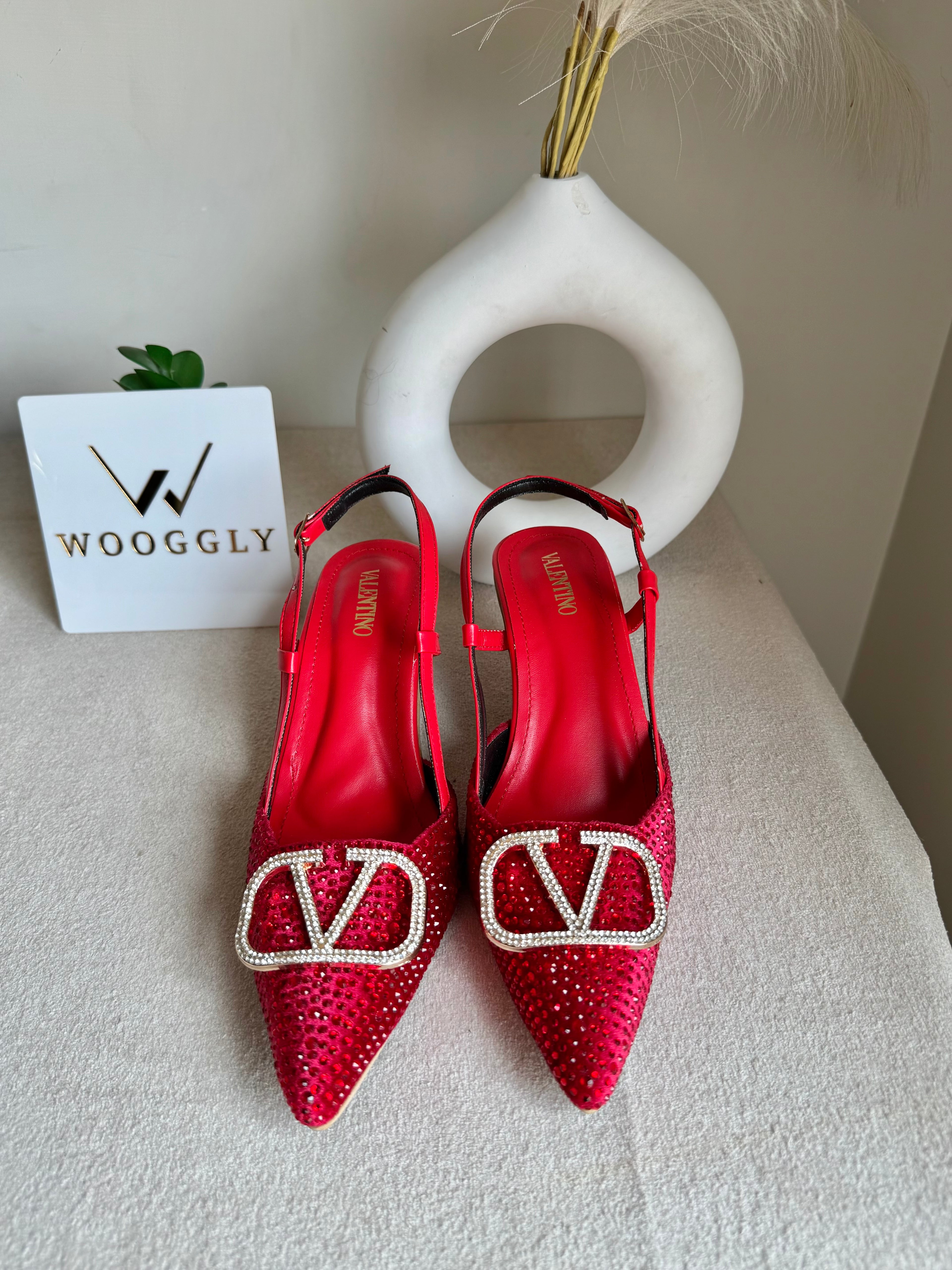 Essential Valentino Red Diamontee Heels