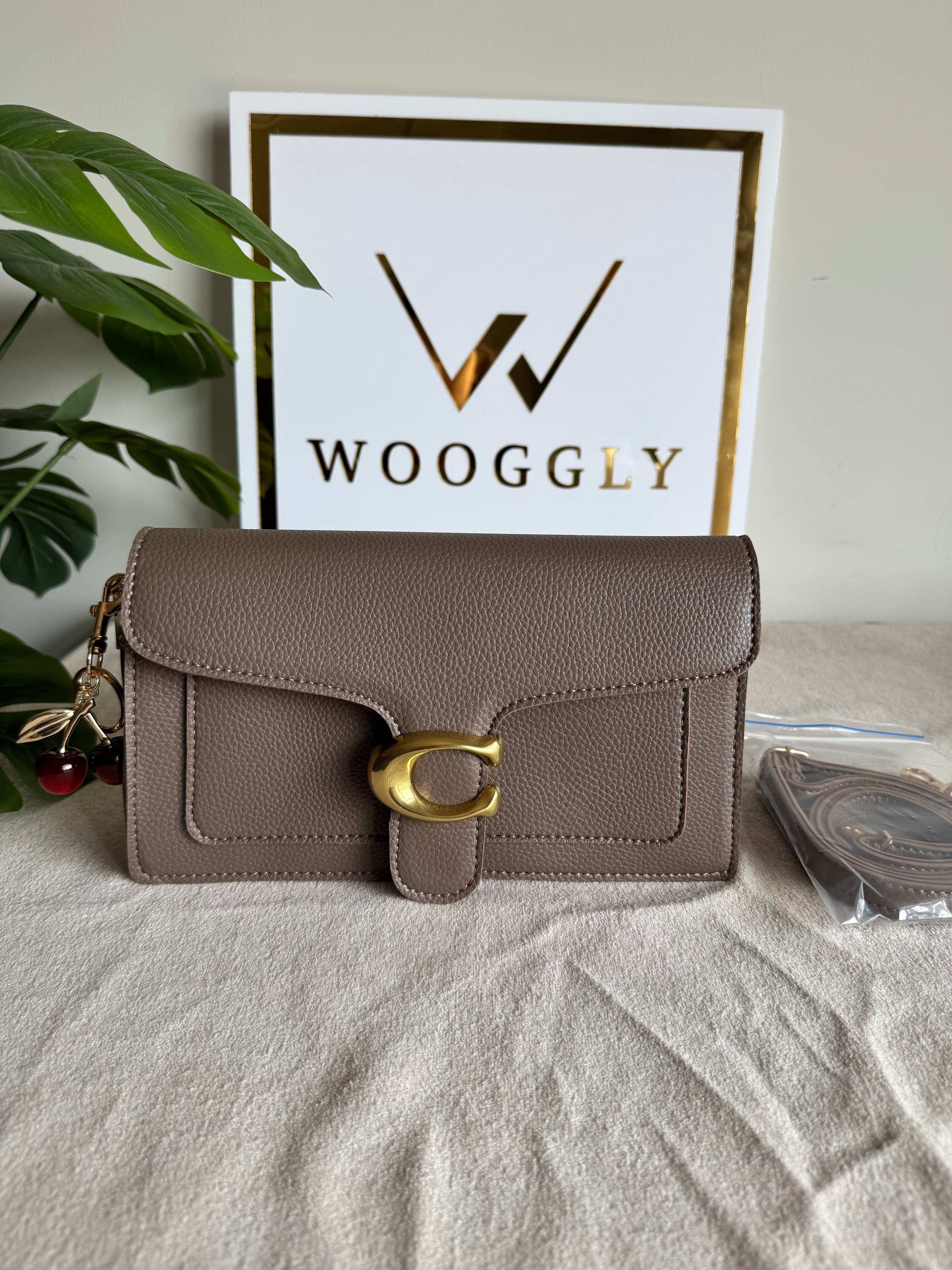COACH TABBY with Coach Cherry Charm (Beige)