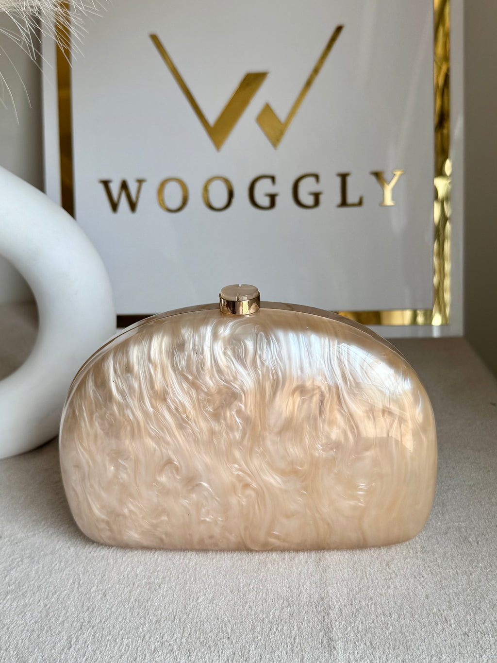 Marble Acrylic Clutch - Peach