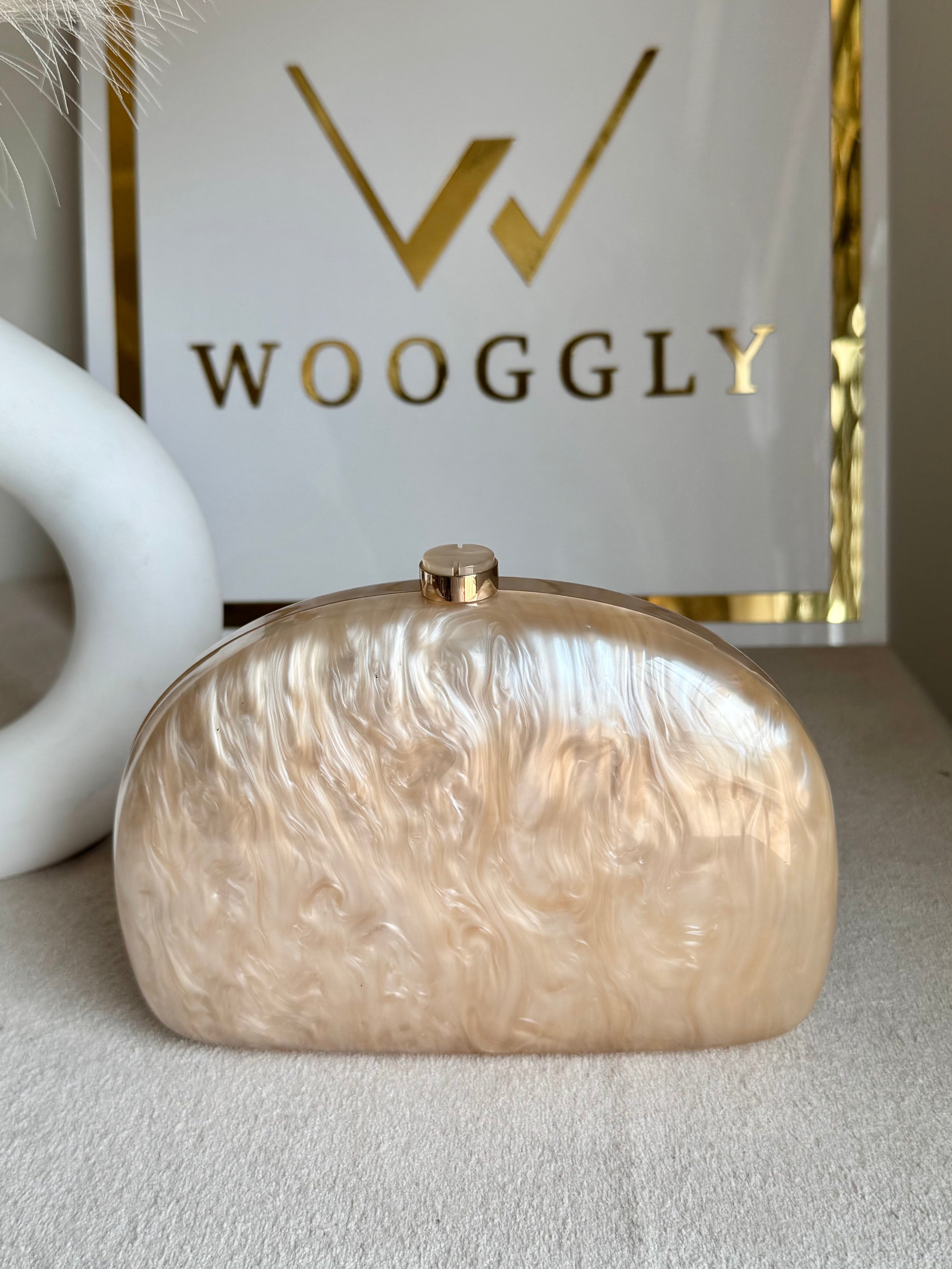 Marble Acrylic Clutch - Peach