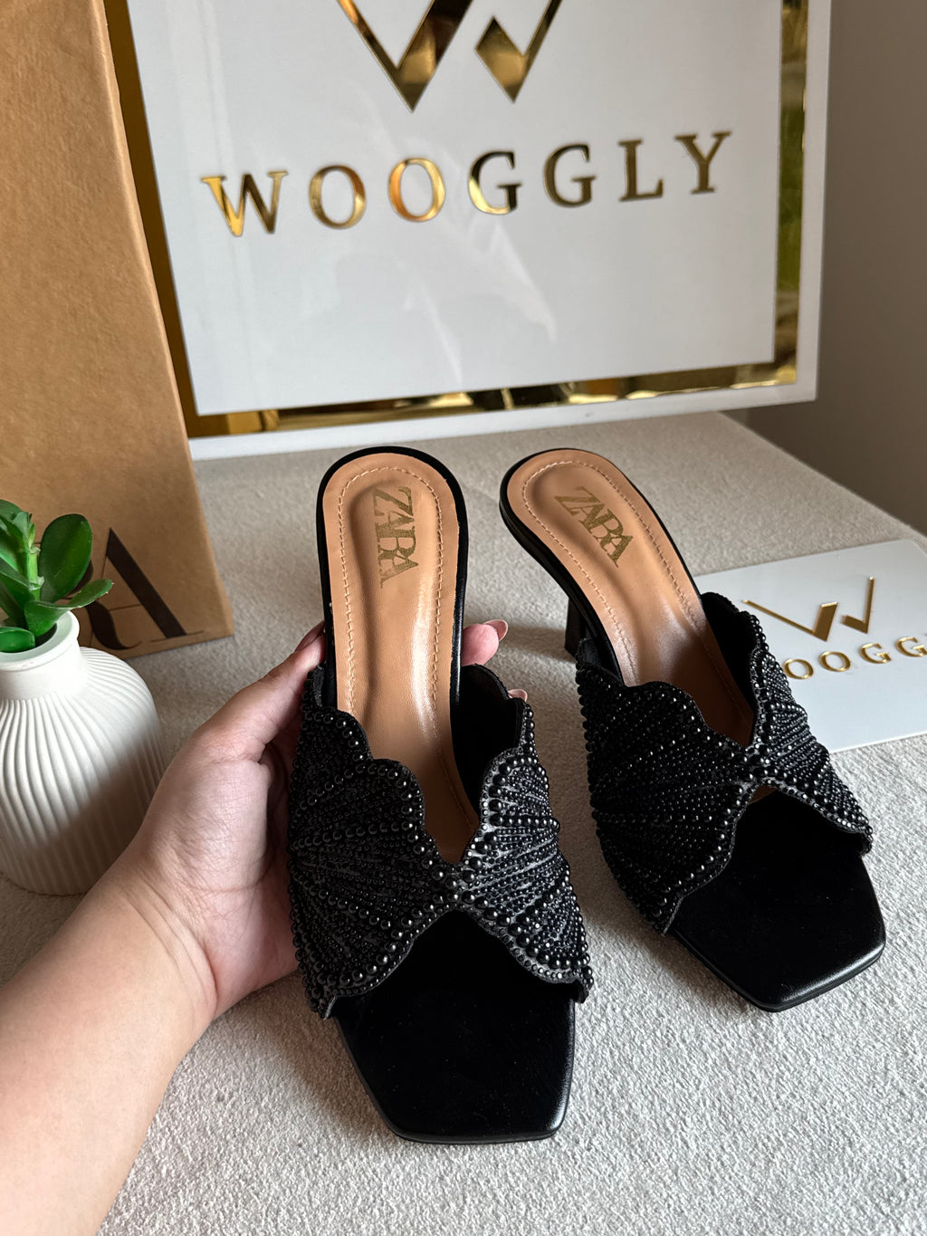 Viral Zara Faux Heels BLACK with Brand Box