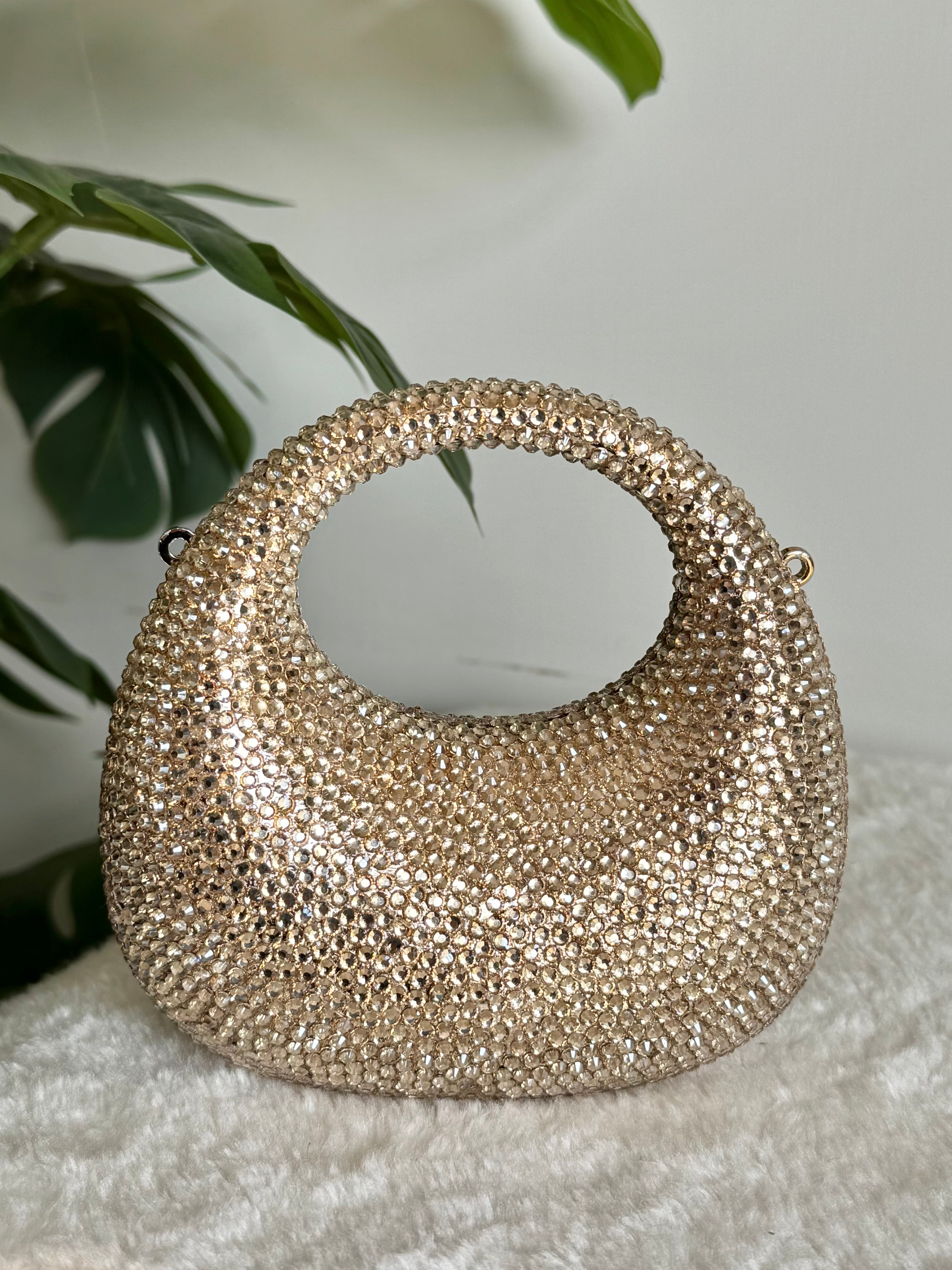 Viral Swarovski Metallic Clutch - Mini Gold