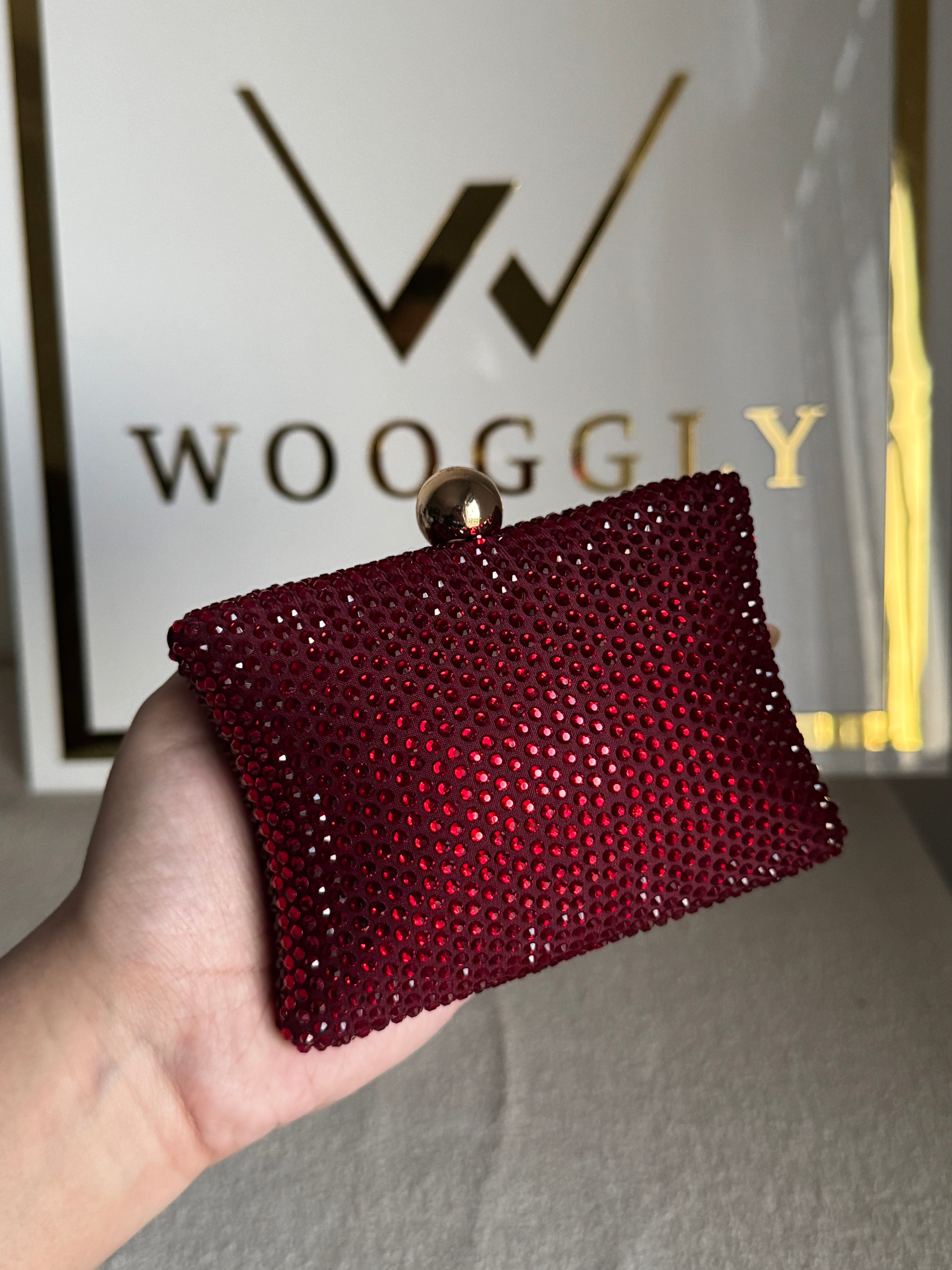 Muse Swarovski Clutch - Reddish Maroon