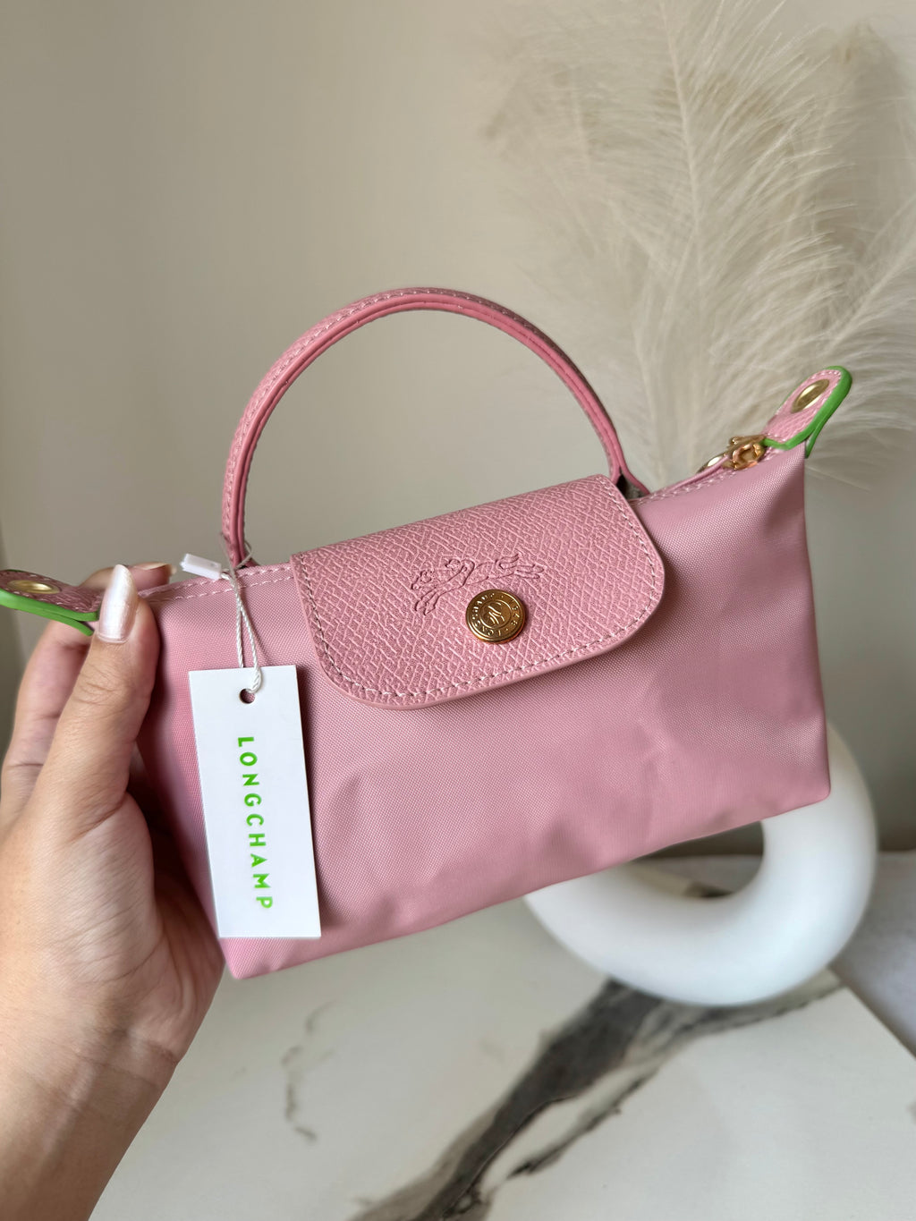 LongChamp Crossbody Bag with Strap - Marshmallow Pink (WITH BRAND LOGO)