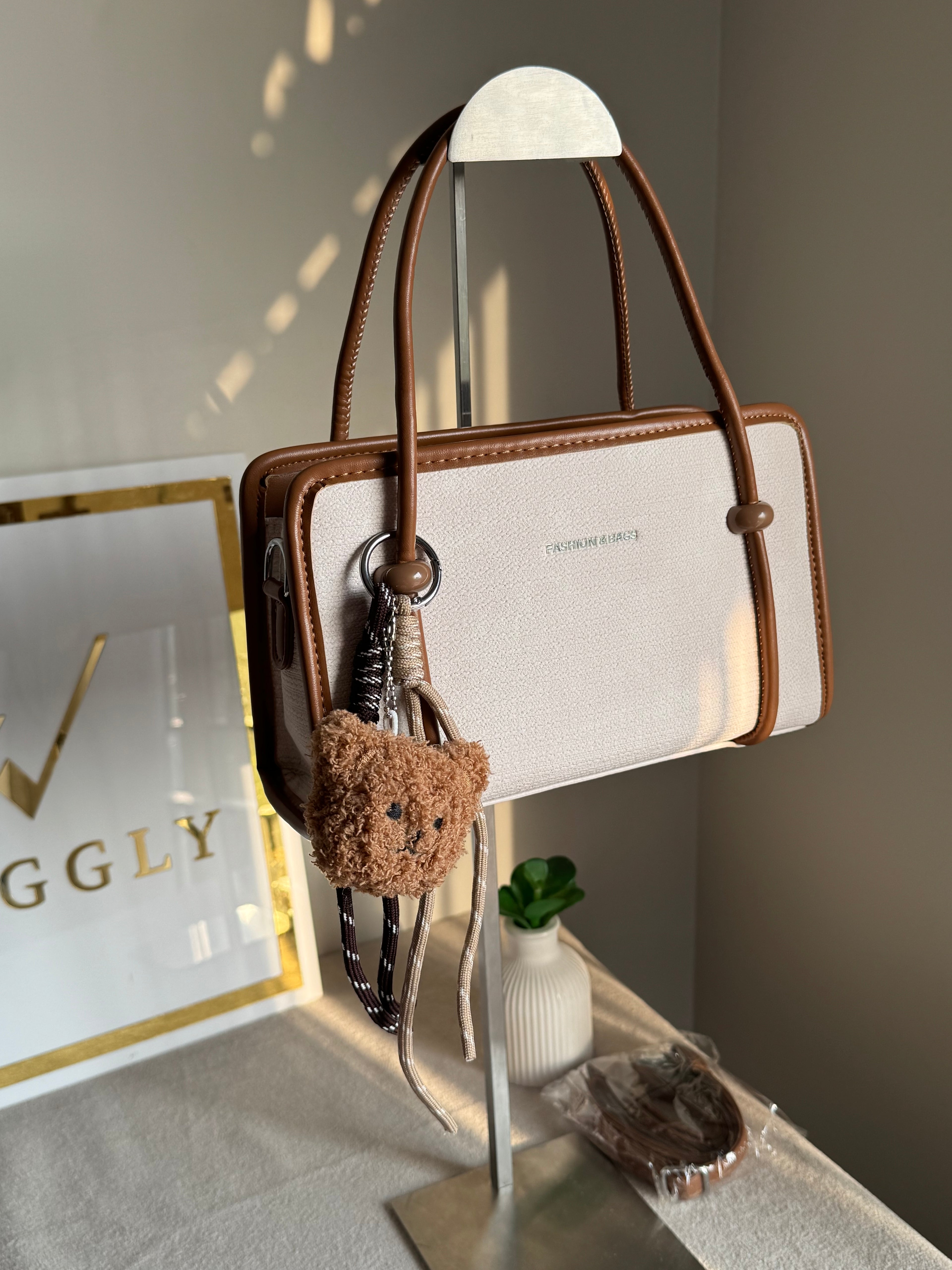 Coco White Teddy Bag with Teddy Bag Charm