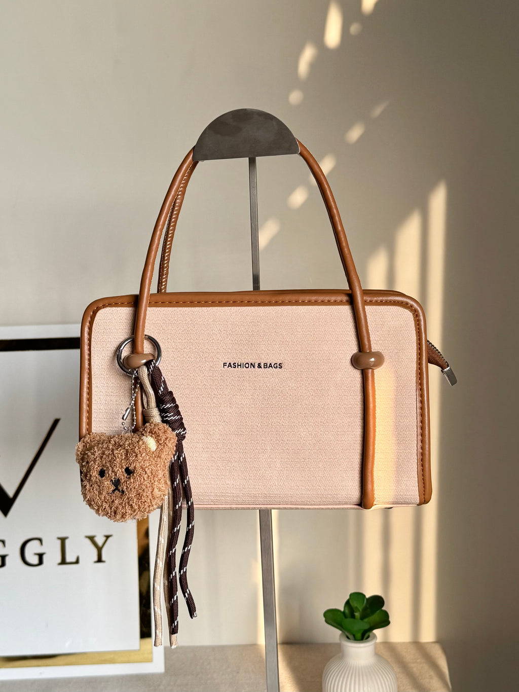 Coco Light Beige Teddy Bag with Teddy Bag Charm