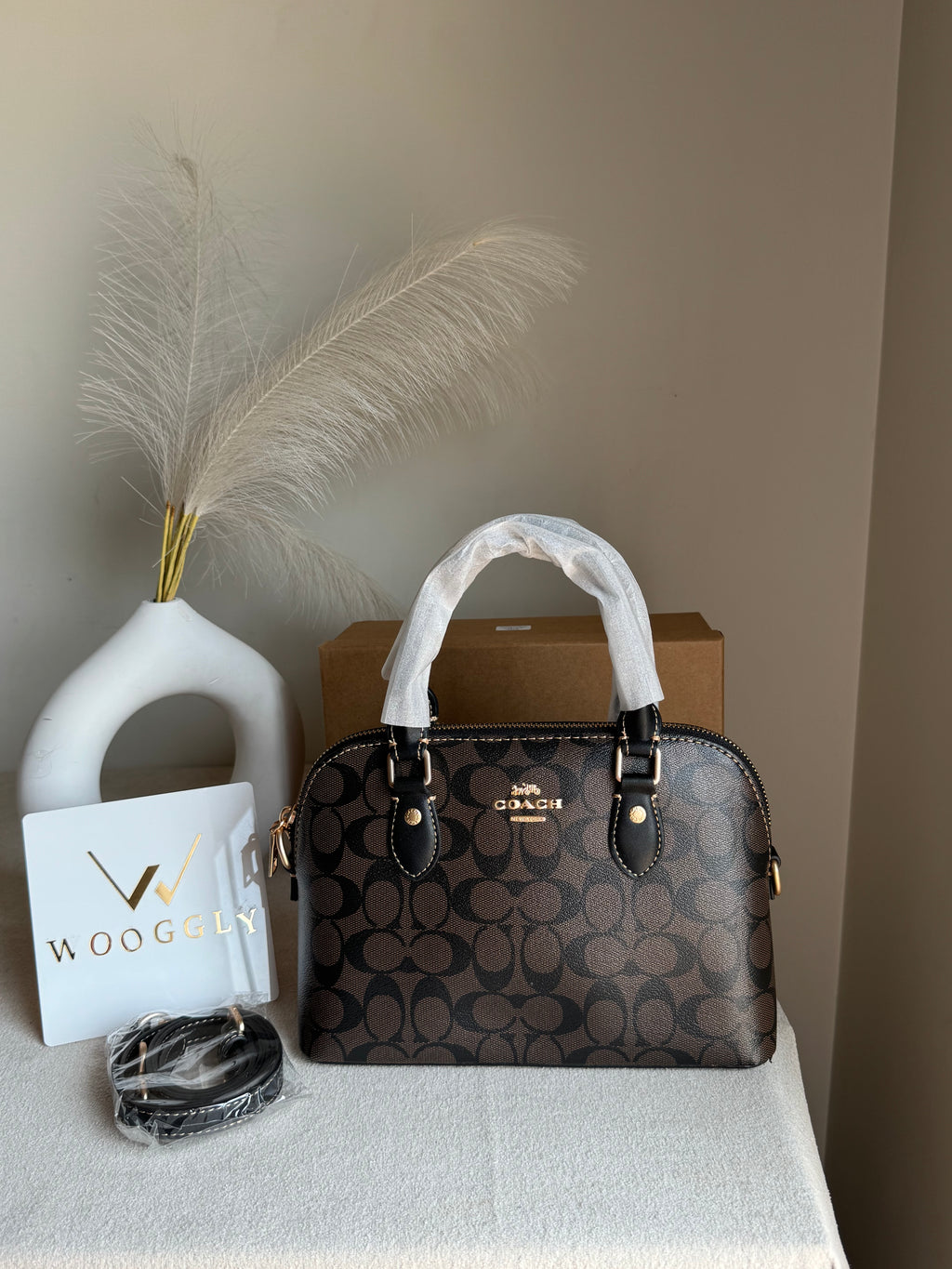 COACH PREMIUM Hand Bag (Signature Brown) BOX PACKING
