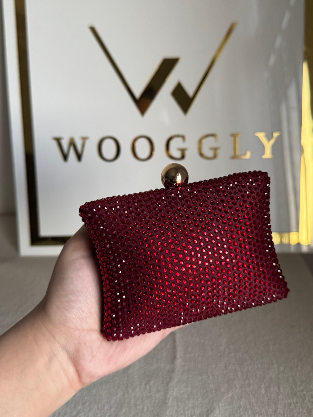 Muse Swarovski Clutch - Reddish Maroon