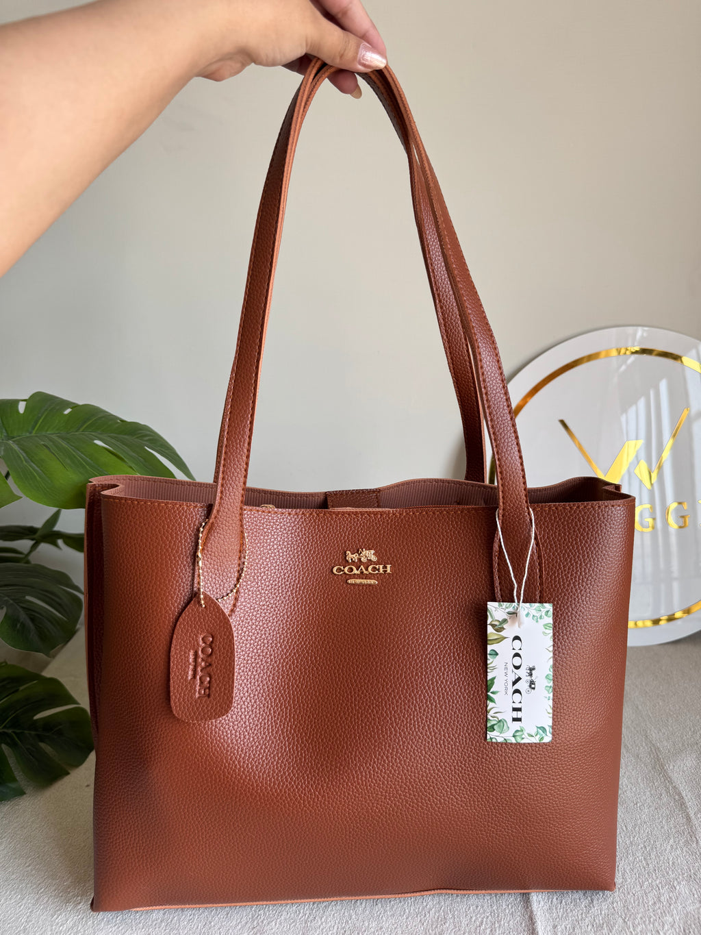COACH Solid Tote Bag - Fall Brown