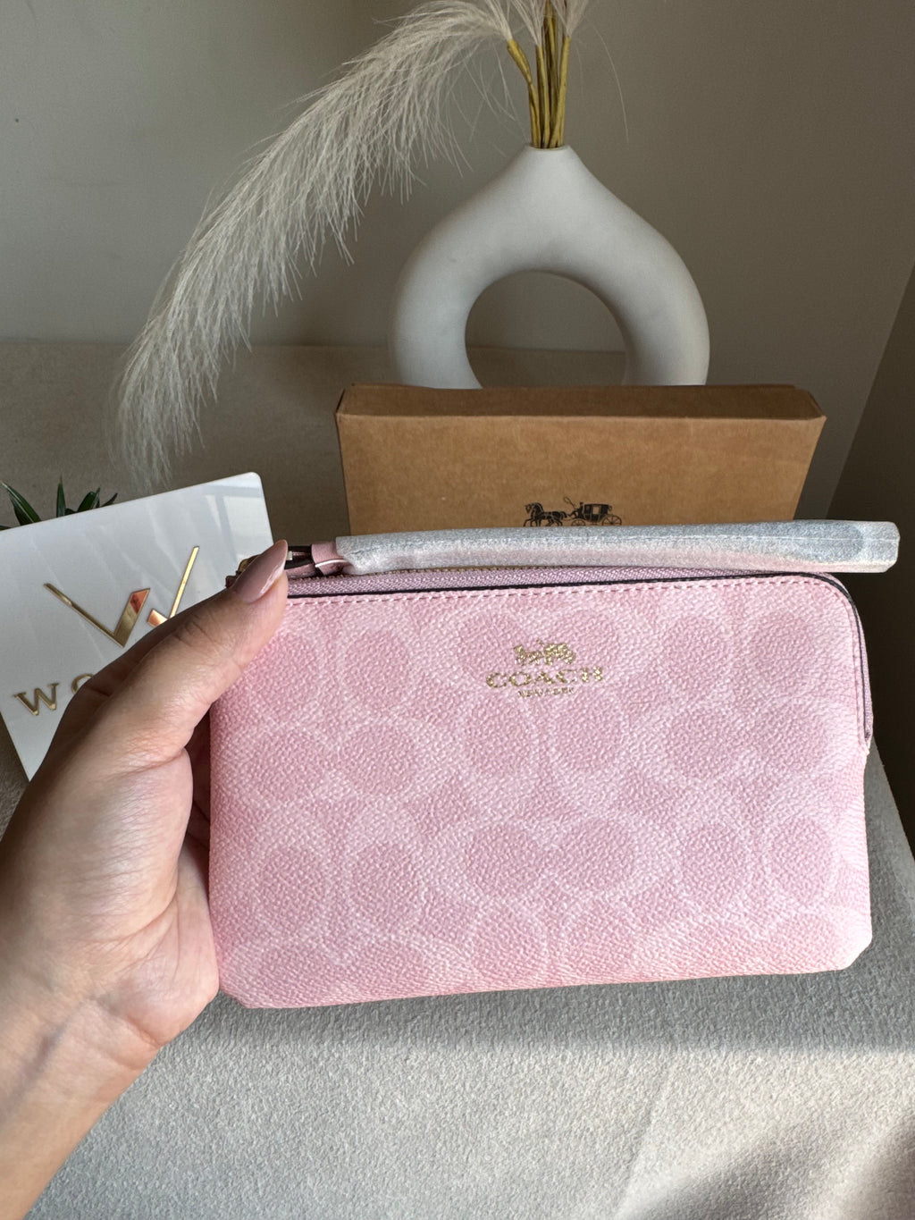 High Quality Wristlet - Signature Canvas Pink