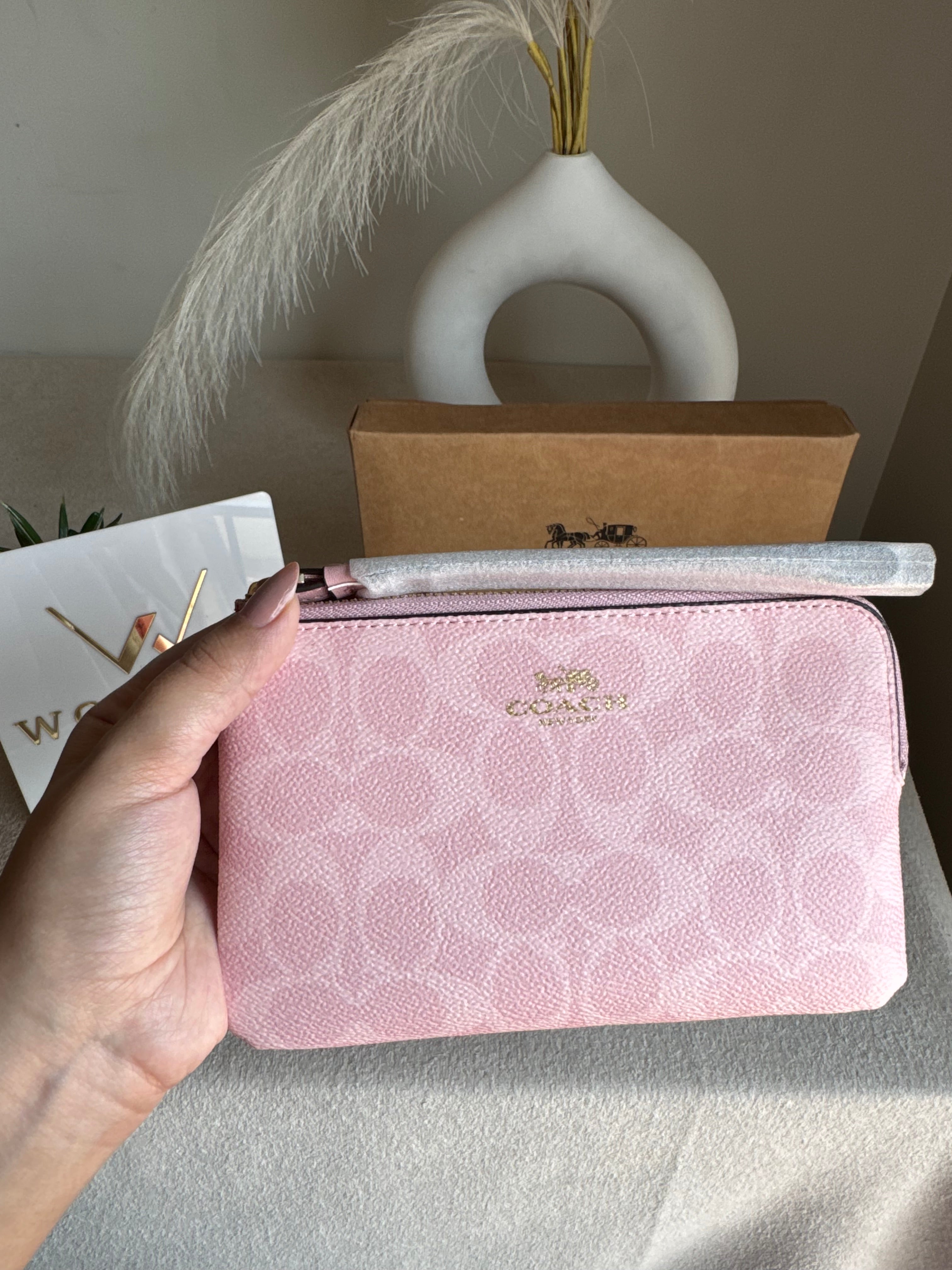 High Quality Wristlet - Signature Canvas Pink