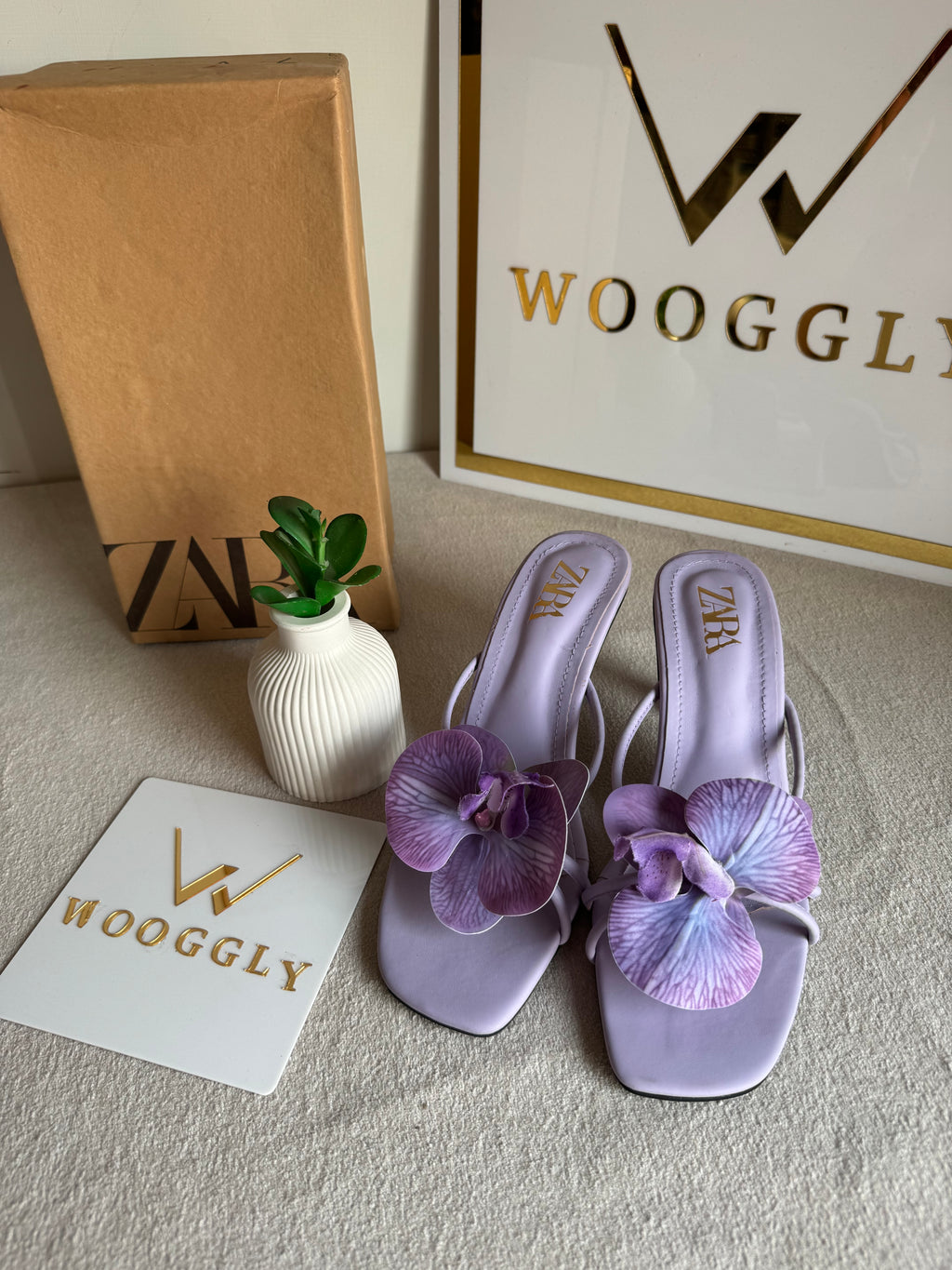 Zara Flower Heels LILAC - with Brand Box