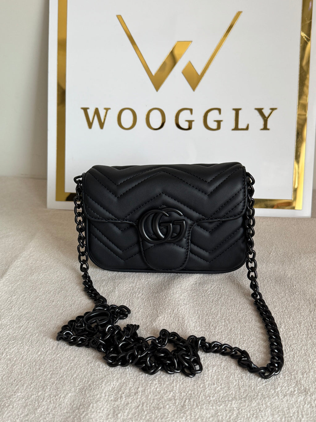 Gucci Signature Bag SMALL - Black on Black with Box Packing